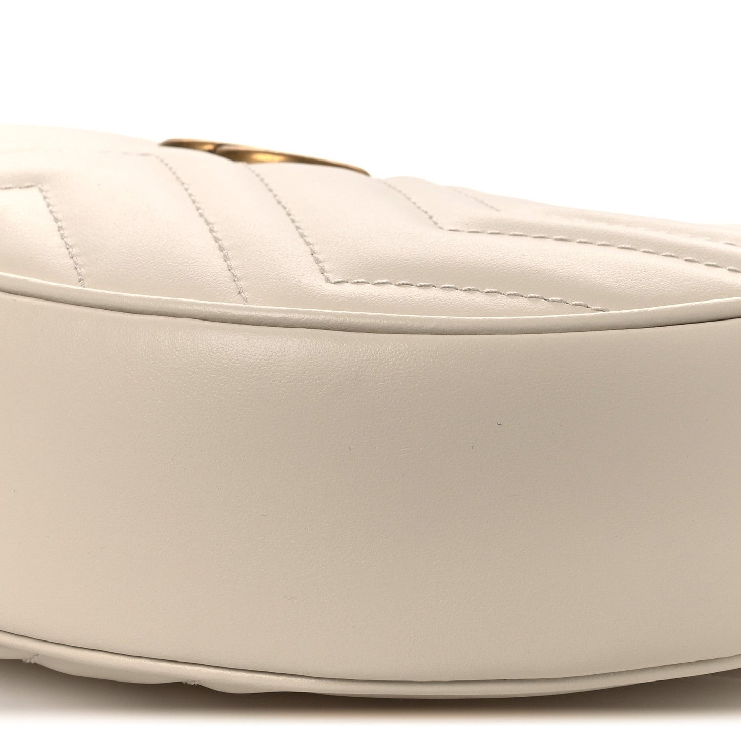 Calfskin Matelasse Chevron Mini GG Marmont Half Moon Hobo Mystic White