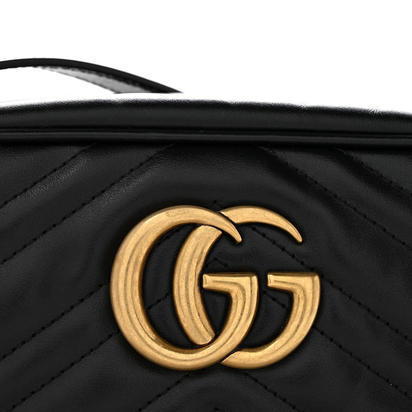 Calfskin Matelasse Small GG Marmont Chain Shoulder Bag Black