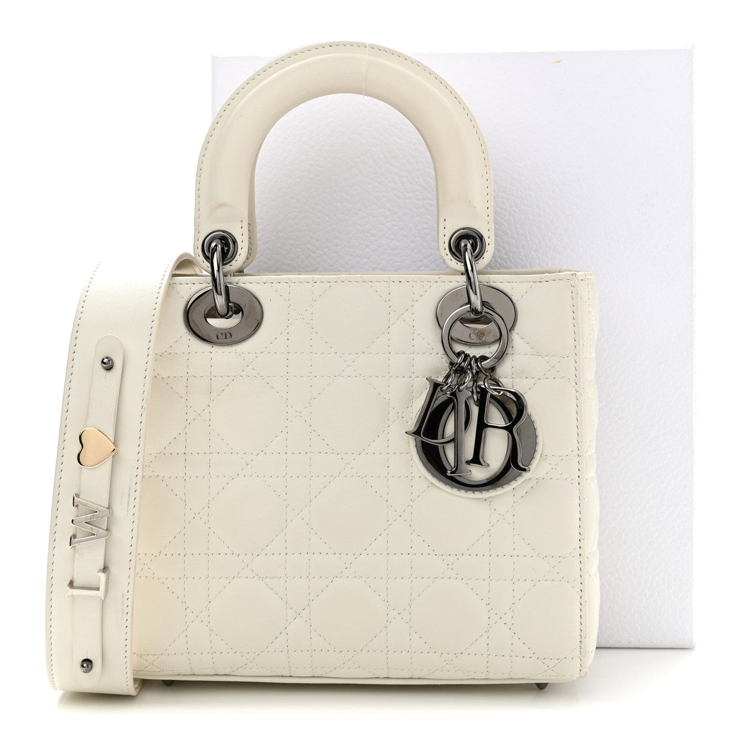 Lambskin Cannage Small My ABCDior Lady Dior White