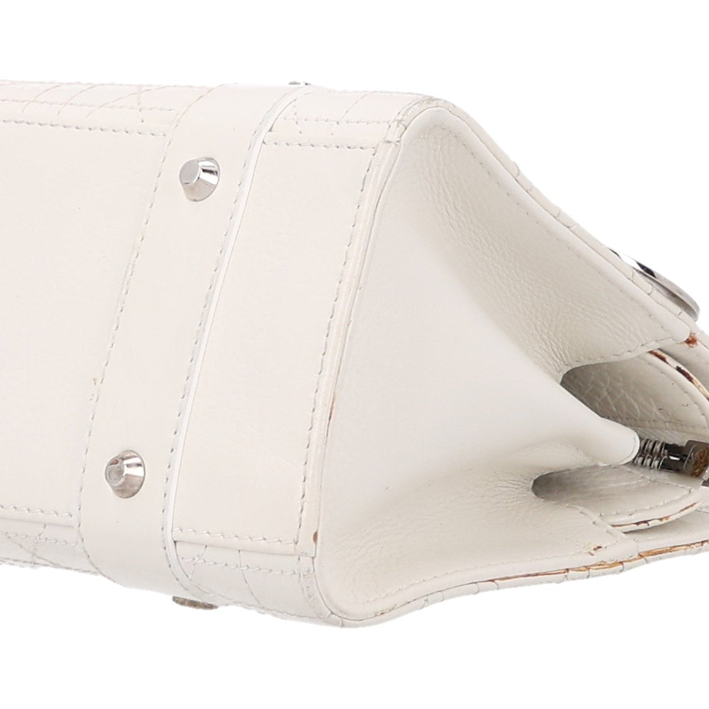 Calfskin Cannage Stitched East West Lady Dior White
