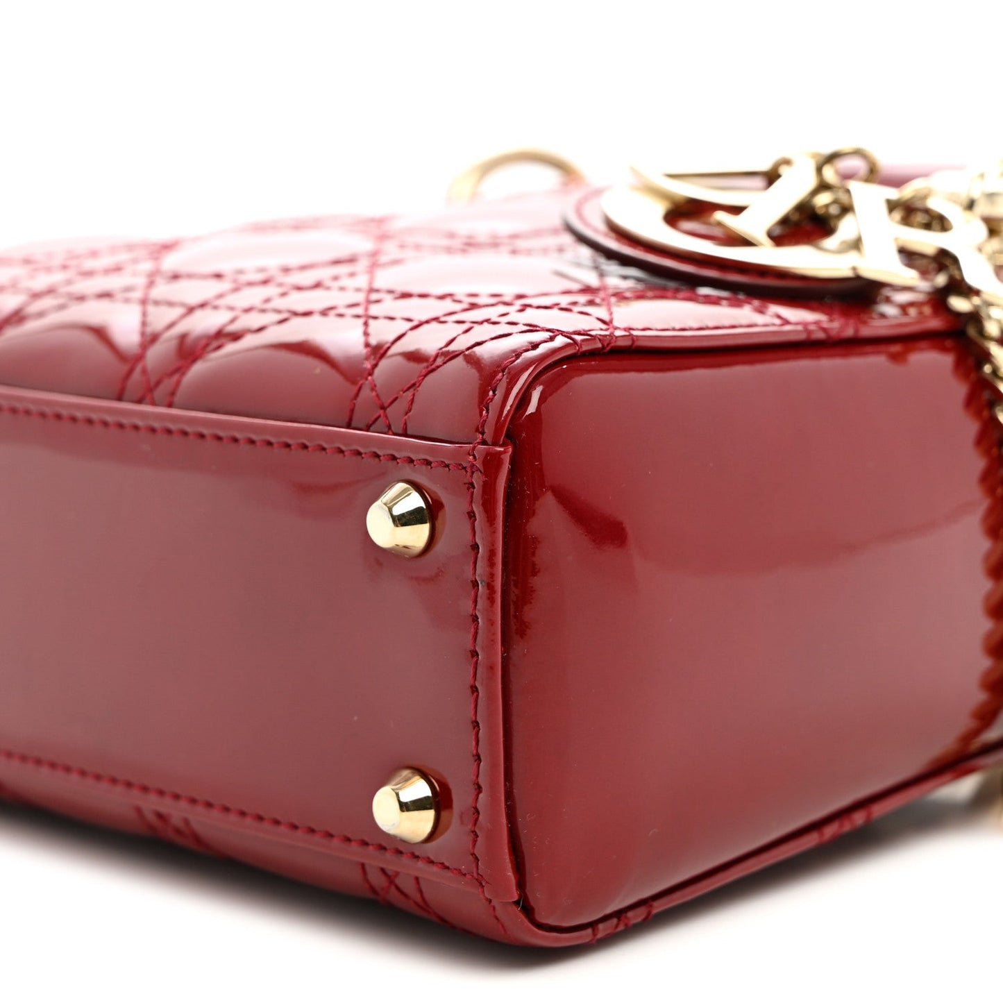 Patent Cannage Mini Lady Dior Red