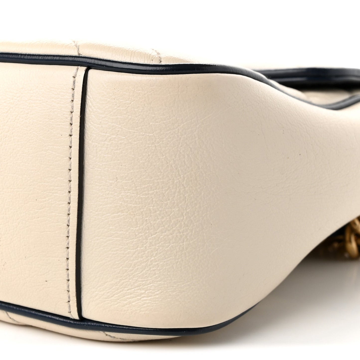 Vintage Effect Calfskin Matelasse Diagonal Small Torchon GG Marmont Shoulder Bag Mystic White Blue Agata