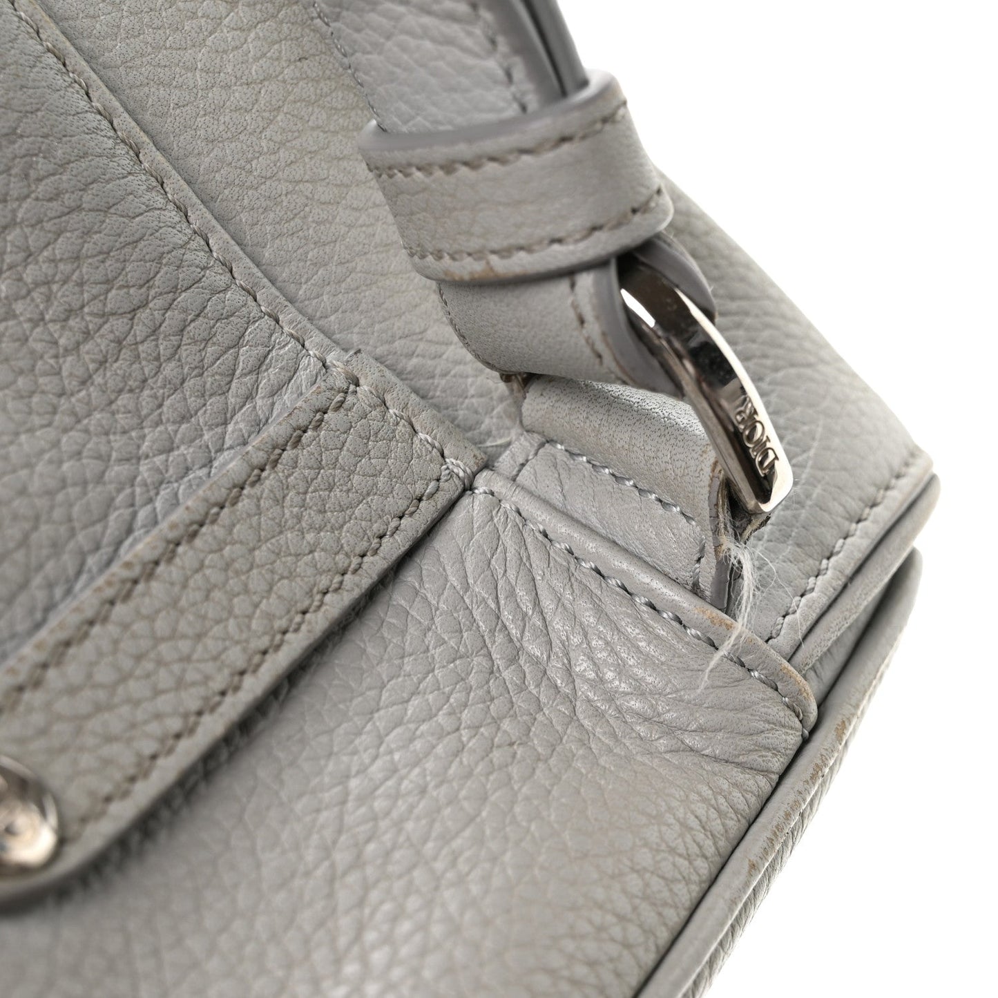 Grained Calfskin Mens Mini Saddle Bag Gray