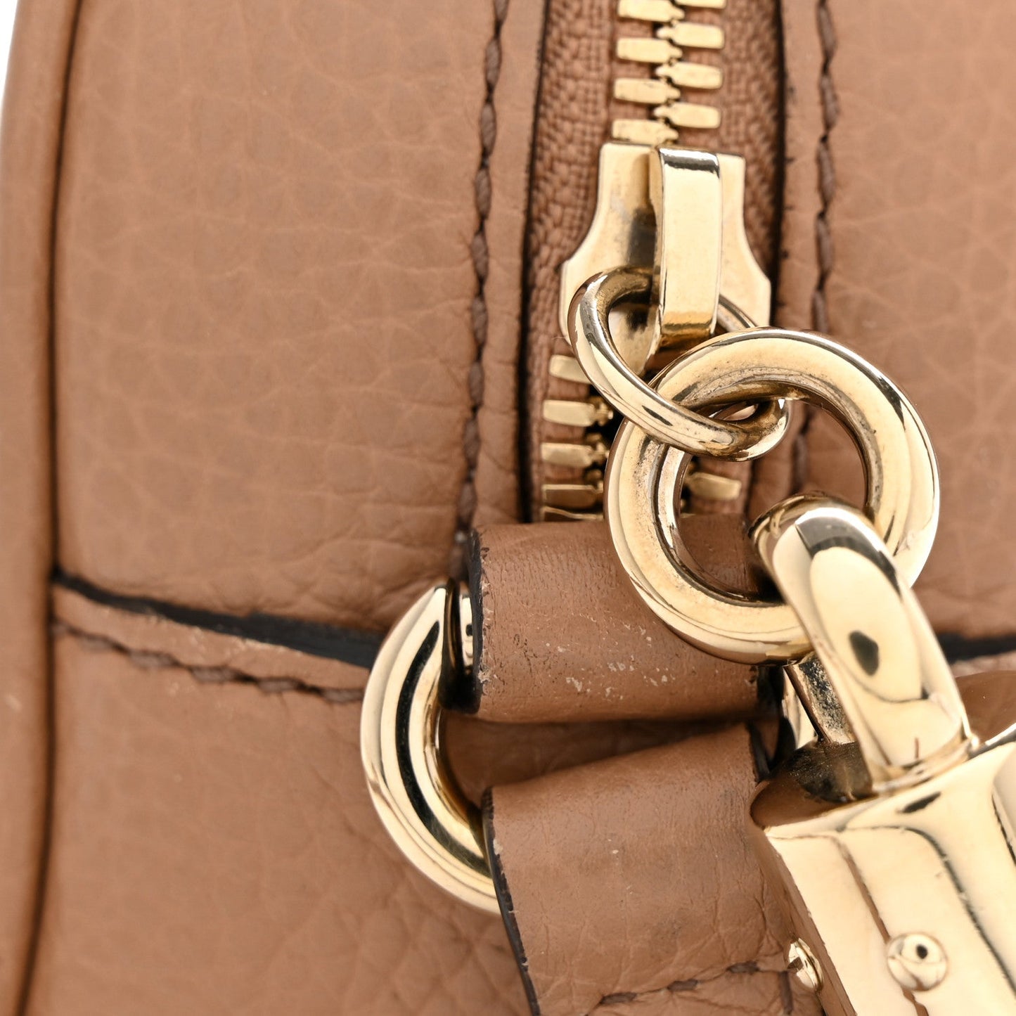Pebbled Calfskin Small Soho Disco Bag Camelia