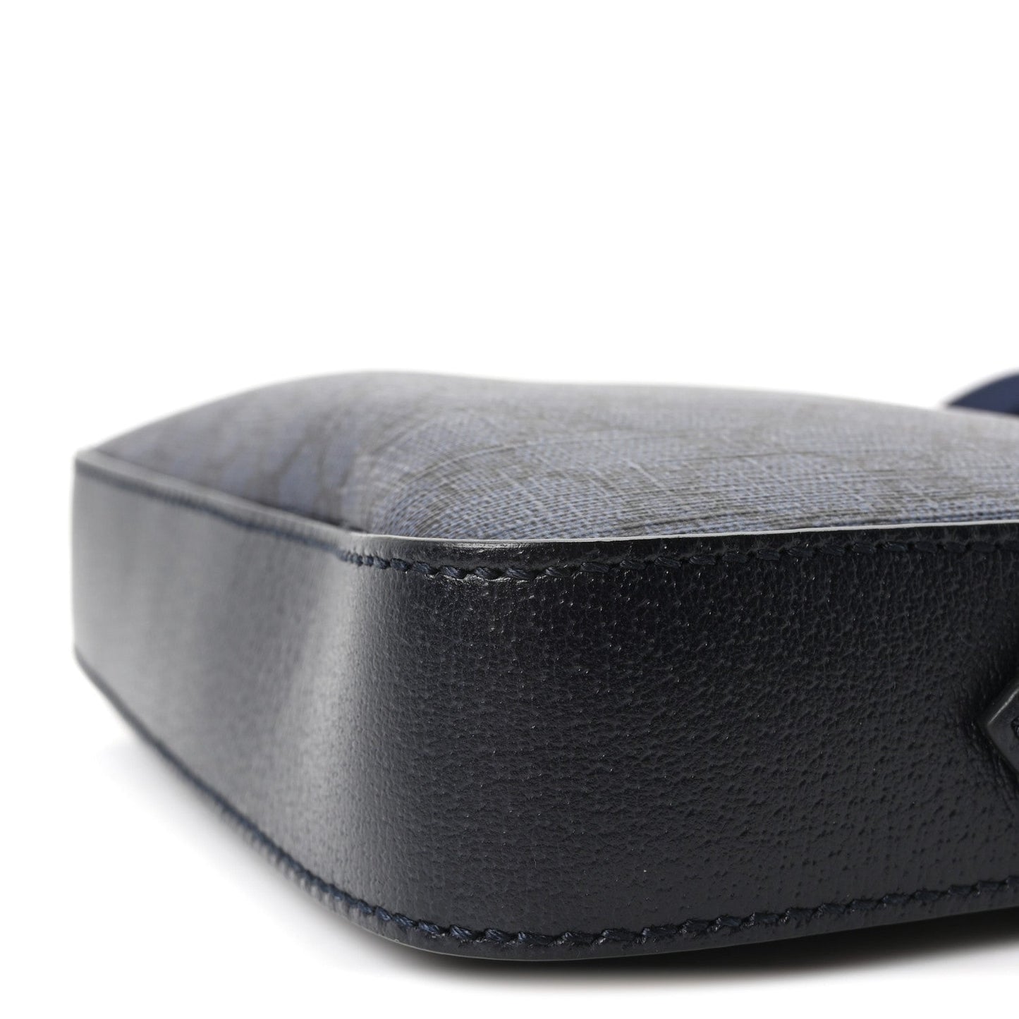 GG Supreme Monogram Textured Dollar Calfskin Web Ophidia Wristlet Shoulder Bag Black Blue