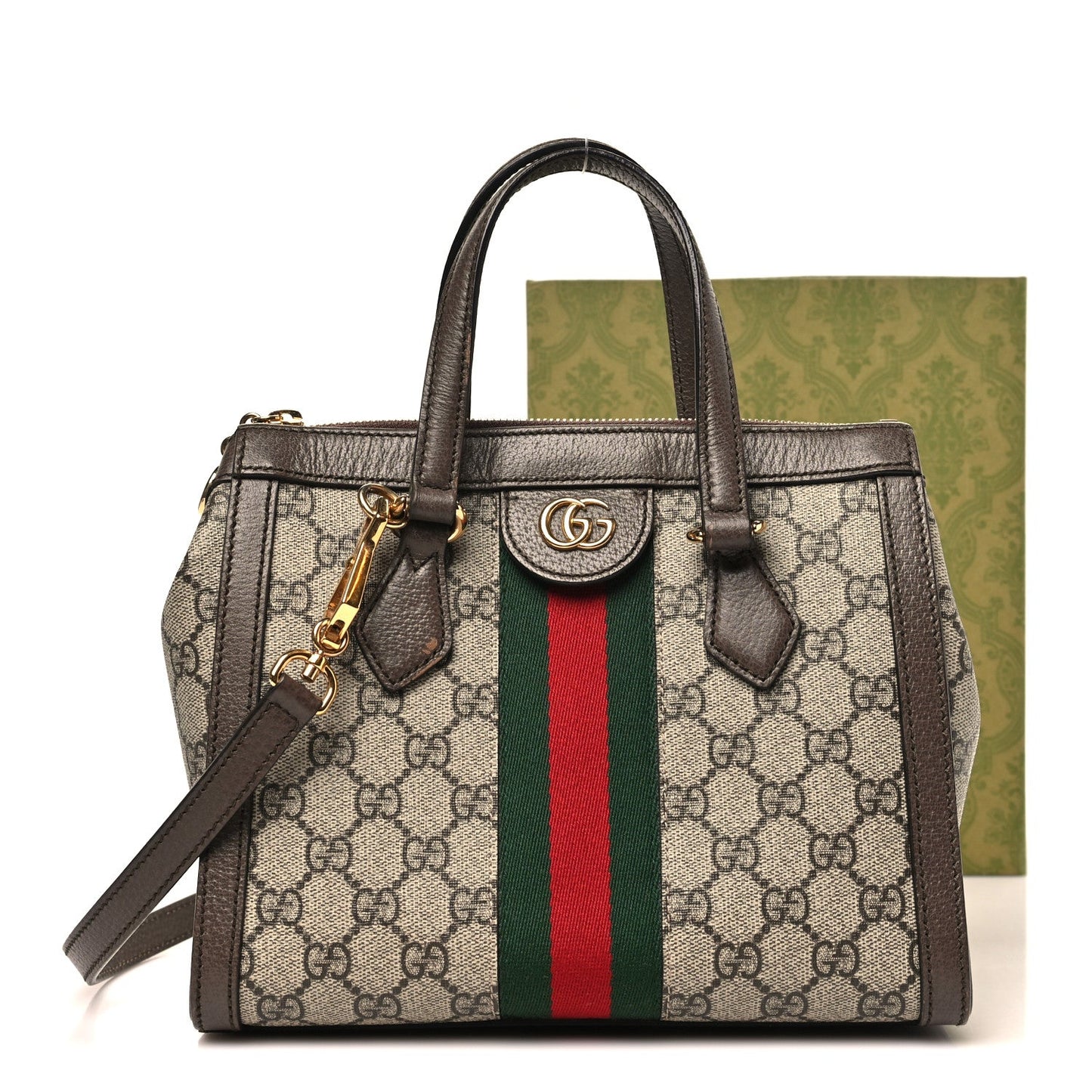 GG Supreme Monogram Small Ophidia Tote Bag Brown