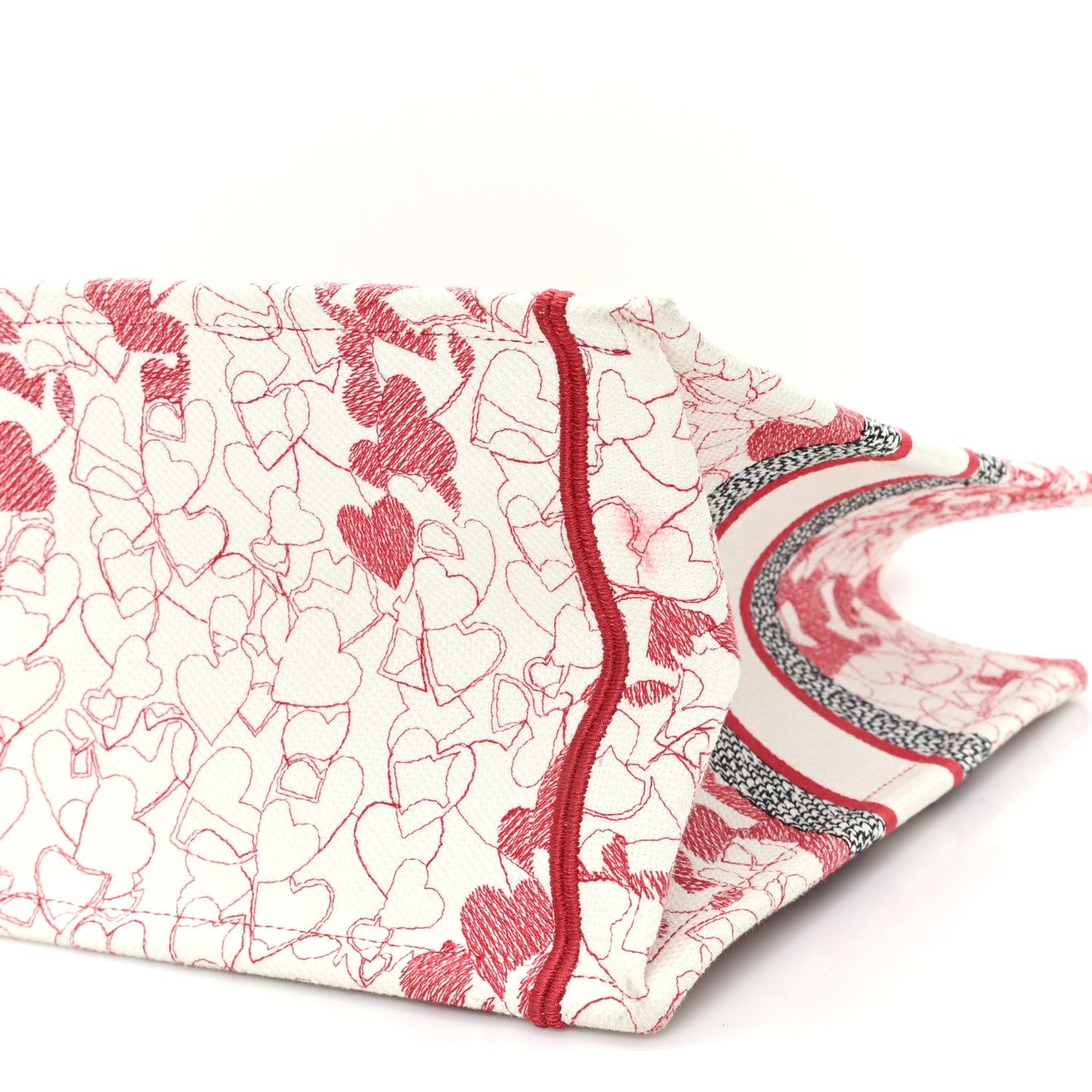 Canvas Embroidered Medium Dioramour D-Royaume Book Tote Red Multicolor