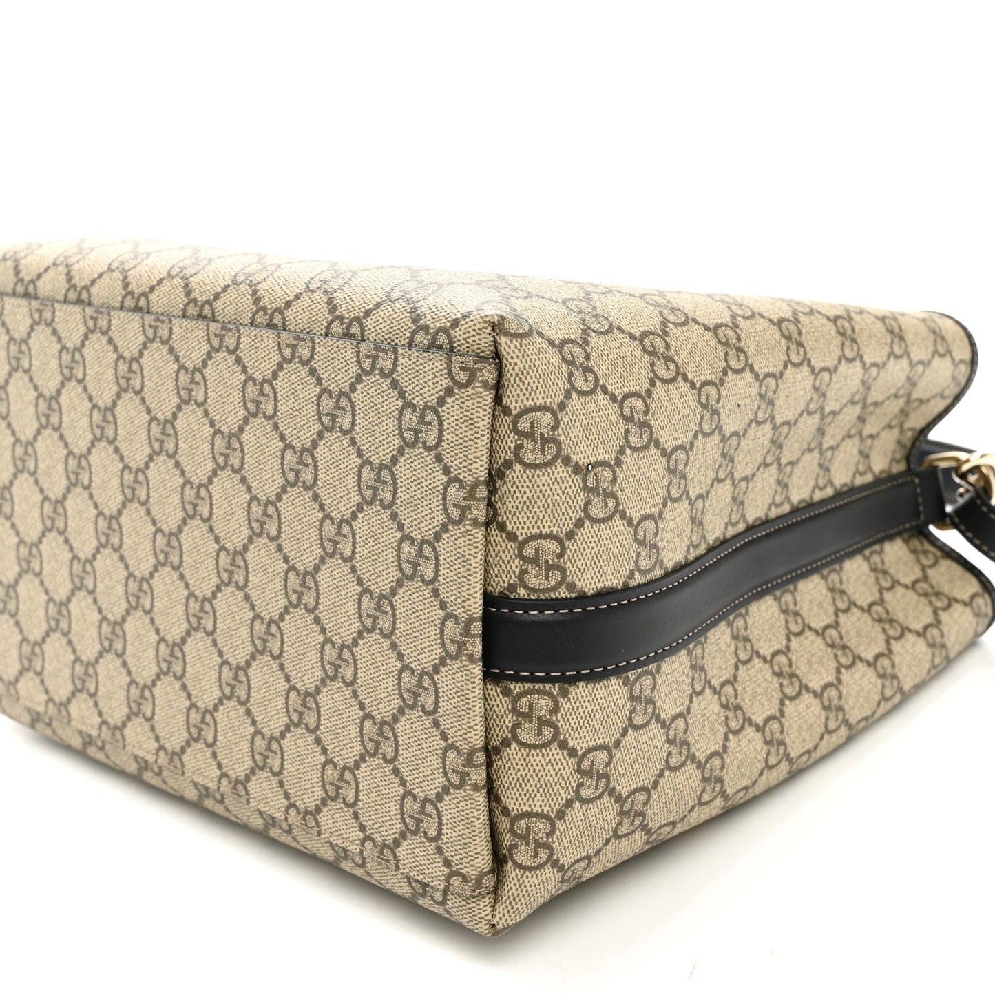 GG Supreme Monogram Medium Emblem Bucket Bag Beige Dark Brown Black