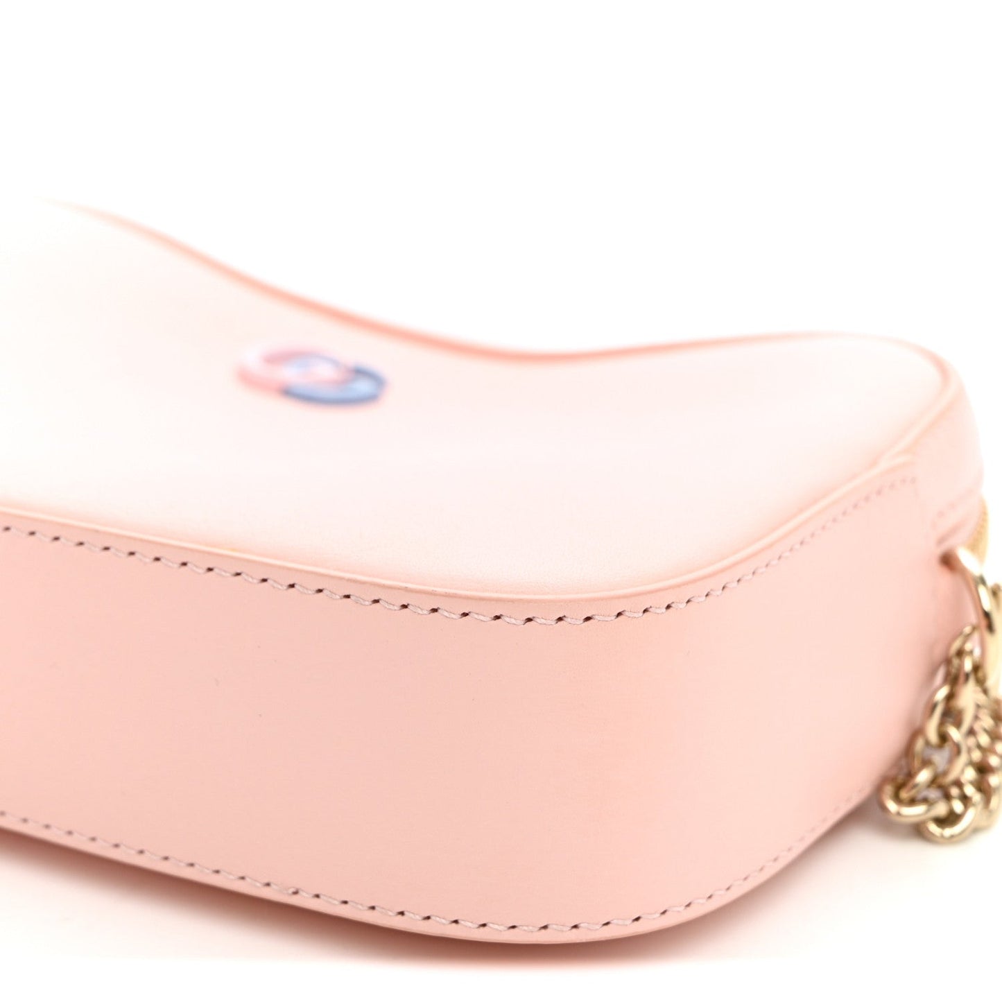 Dollar Calfskin Enamel Super Mini GG Marmont Chain Shoulder Bag Light Pink Blue