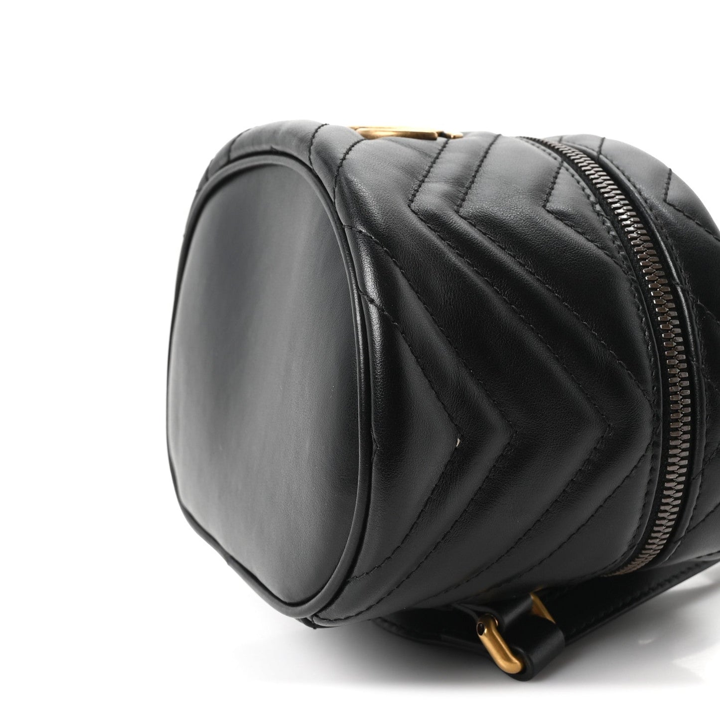 Calfskin Matelasse Mini GG Marmont Round Backpack Black