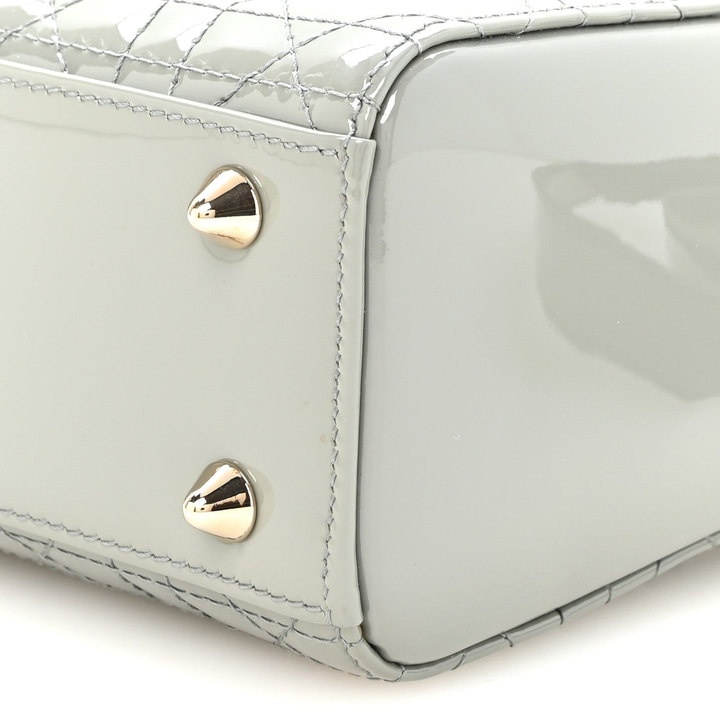 Patent Cannage Small Lady Dior Grey