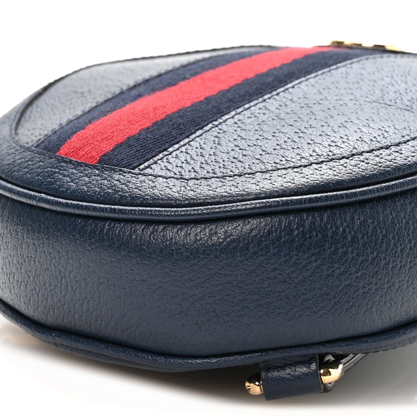 Textured Calfskin Web Mini Ophidia Round Backpack Blue Agata