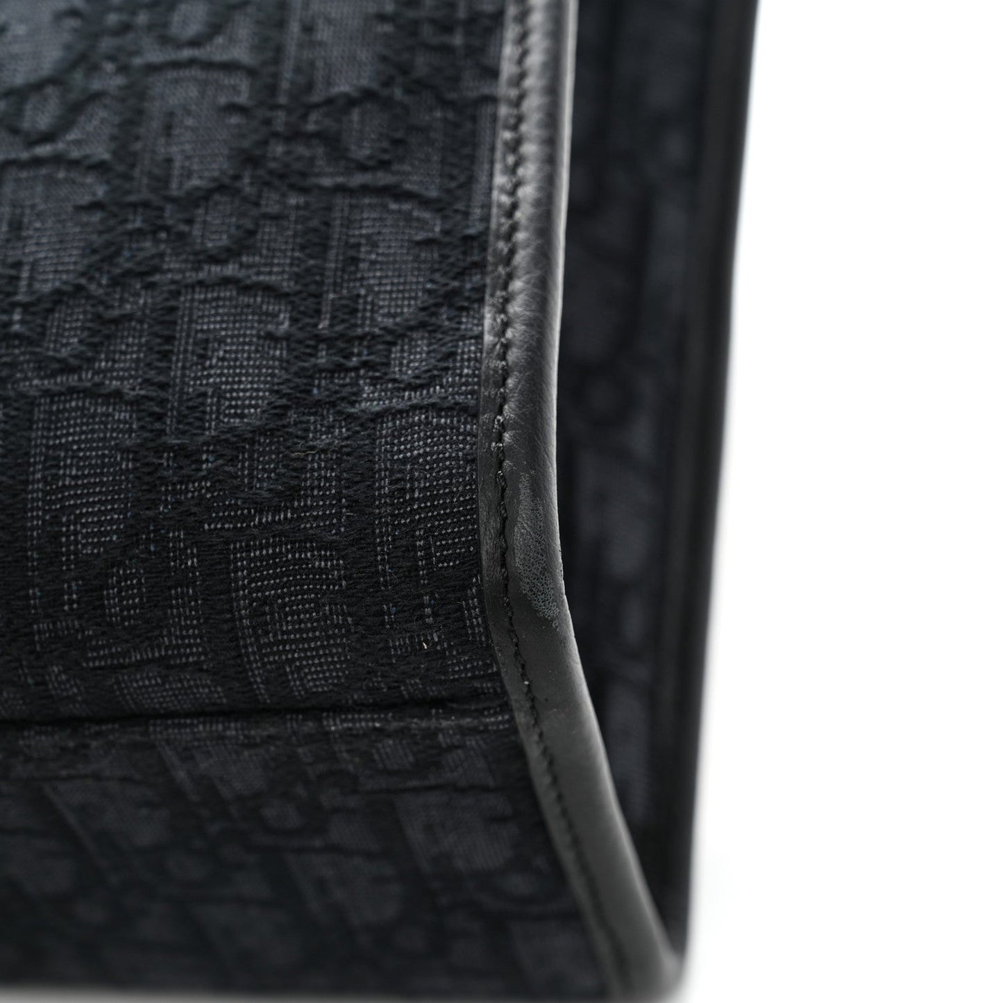 Grained Calfskin Oblique Jacquard Safari Tote Black