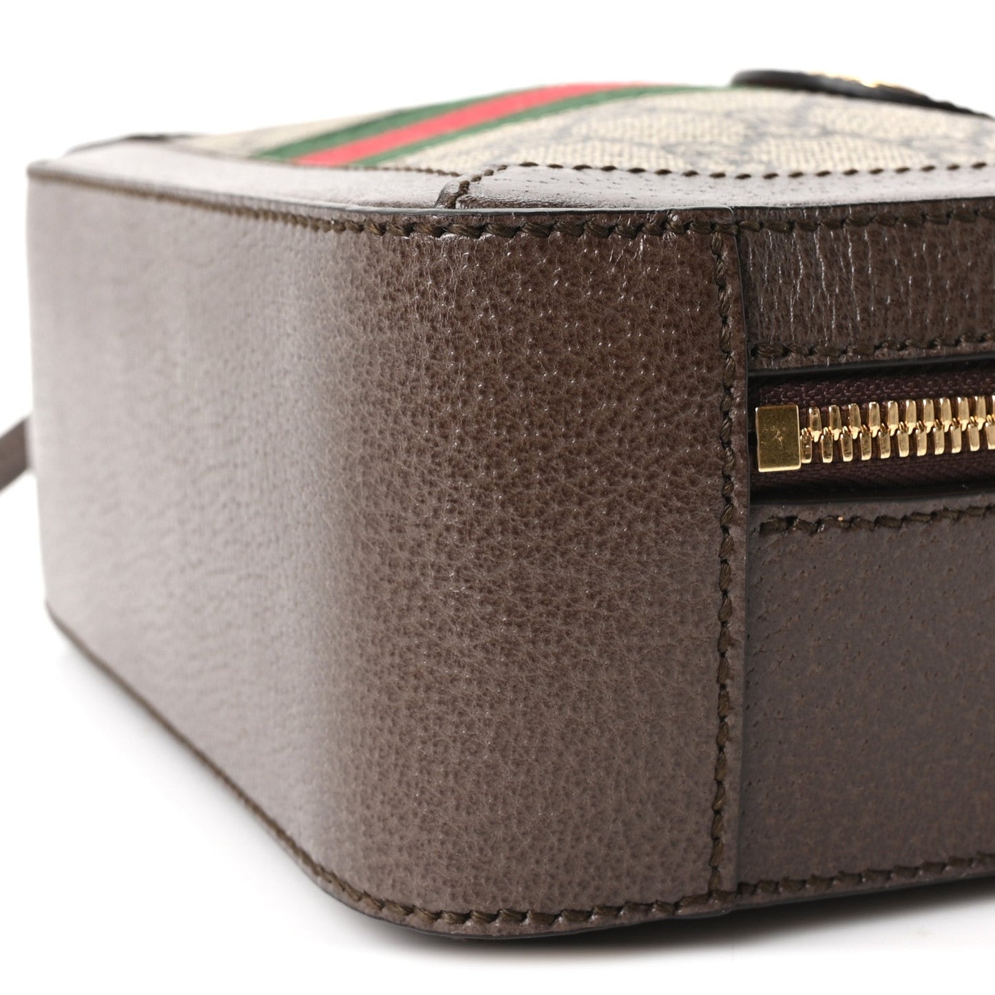 GG Supreme Monogram Mini Ophidia Top Handle Shoulder Bag Brown