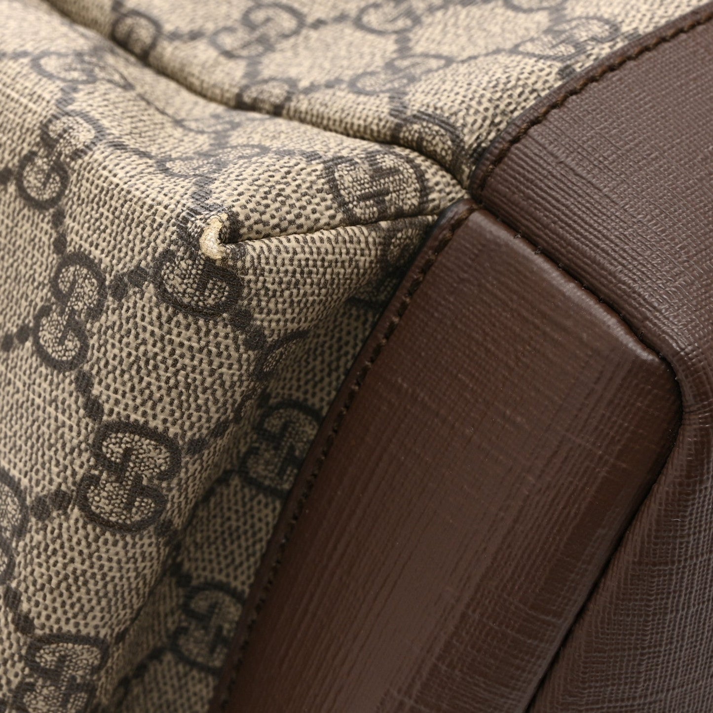 GG Supreme Monogram Medium Ophidia Double Buckle Backpack Brown