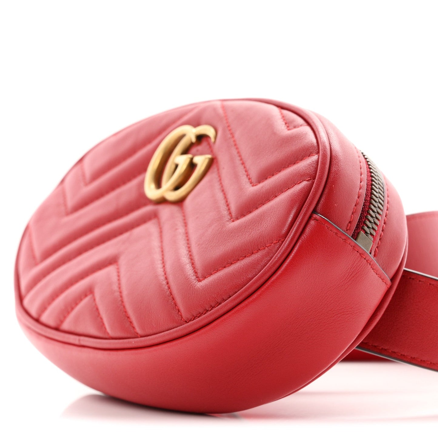 Calfskin Matelasse GG Marmont Belt Bag 75 30 Hibiscus Red