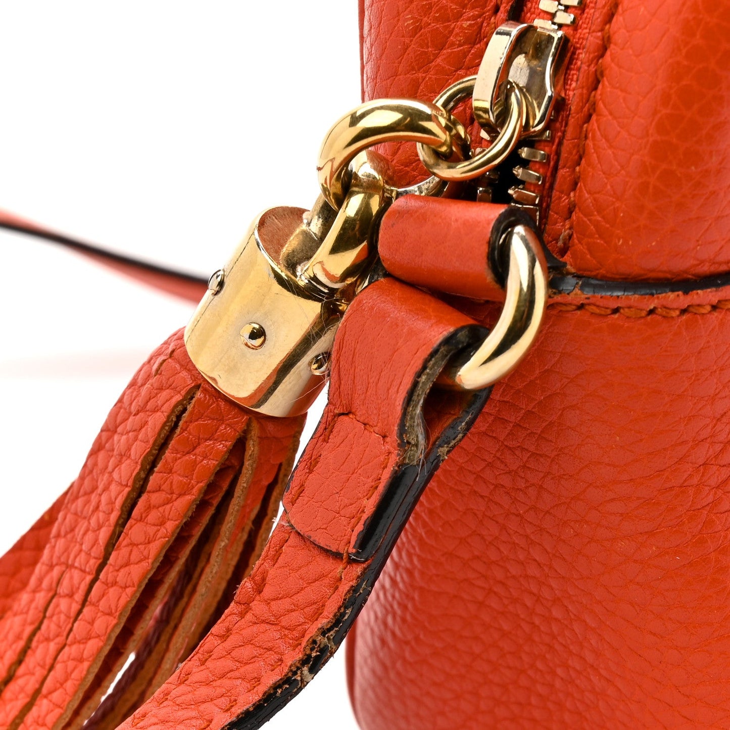 Pebbled Calfskin Small Soho Disco Bag Sun Orange