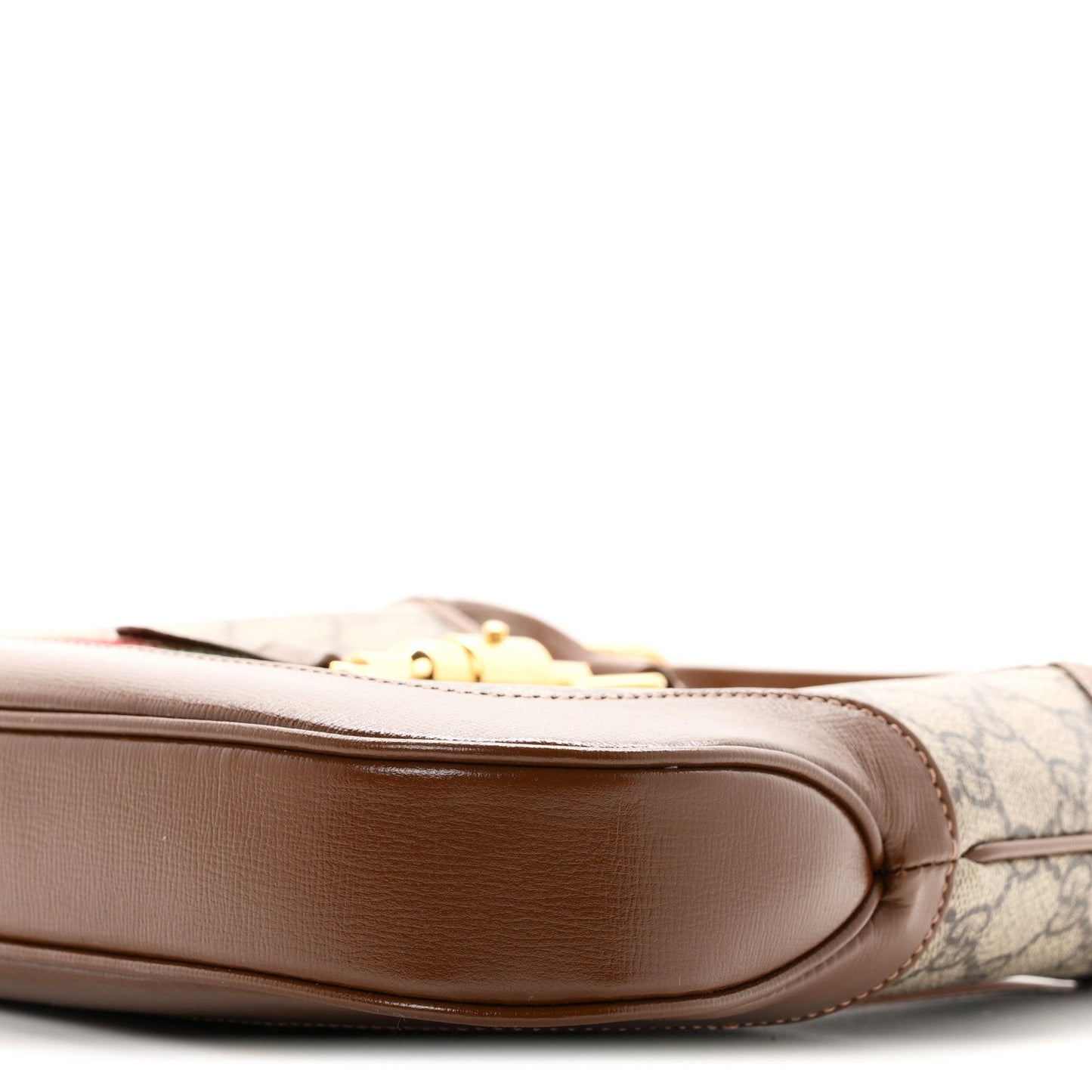GG Supreme Monogram Azalea Calfskin Web Small Jackie 1961 Hobo Beige Ebony Brown Sugar