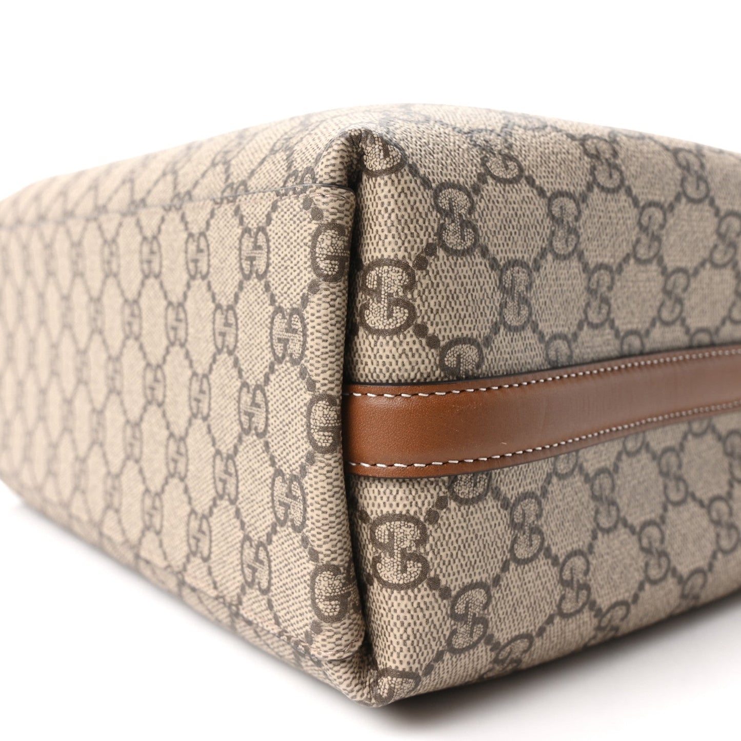 GG Supreme Monogram Emblem Medium Tote Bag Beige Dark Brown