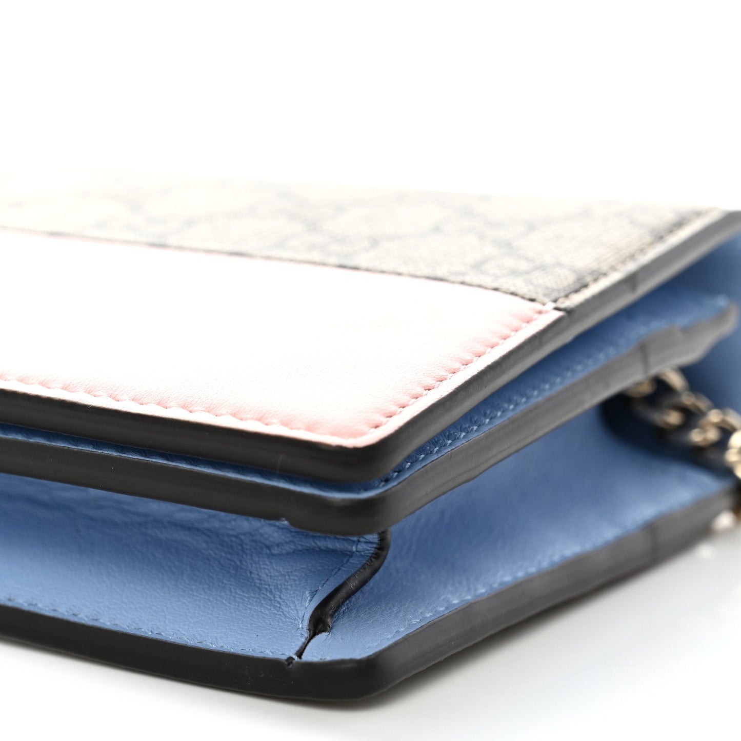 GG Supreme Monogram Bi-Color GG Marmont Chain Wallet Souffle Rose Ebony