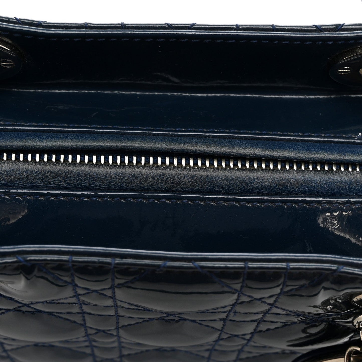 Patent Cannage Medium Lady Dior Blue