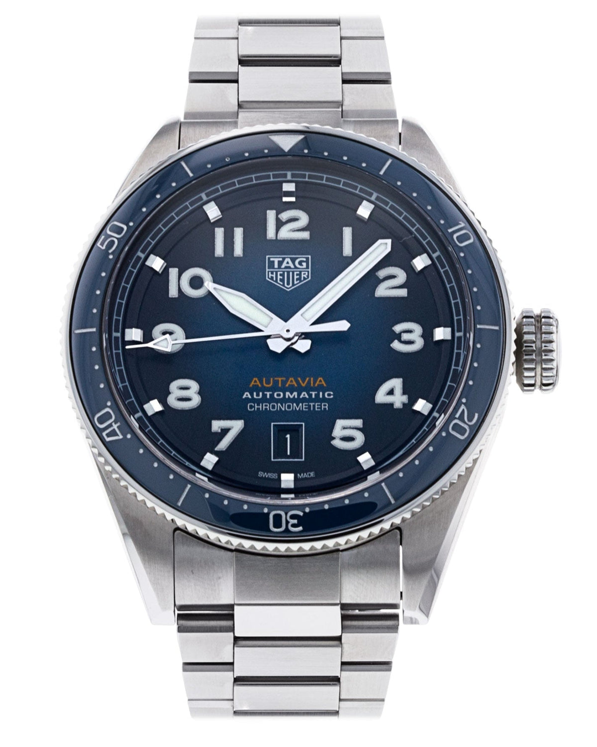 Tag Heuer Autavia Automatic Blue Dial Silver Steel Strap Watch for Men - WBE5116.EB0173