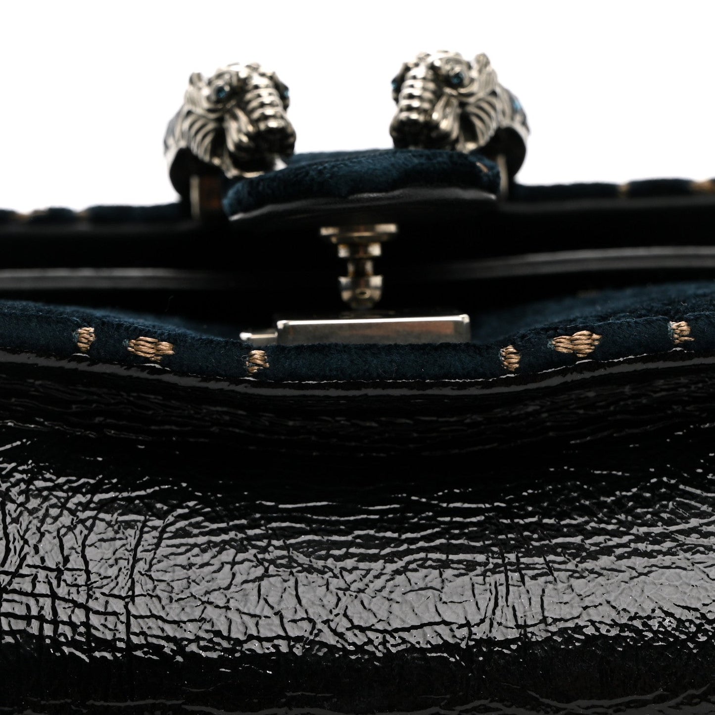Velvet Skipper Crystal GG Monogram Small Dionysus Shoulder Bag Blue Beige Black