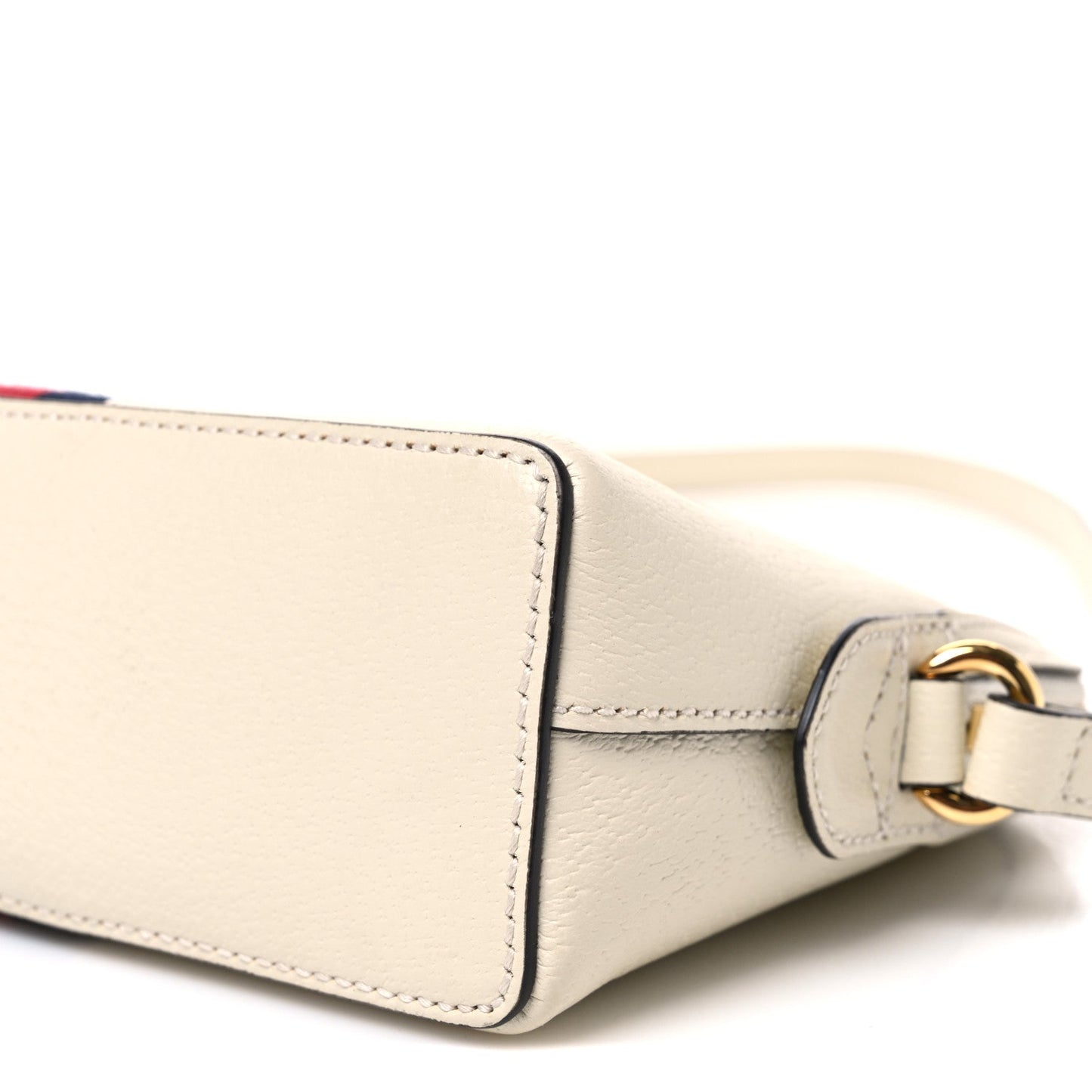 Textured Dollar Calfskin Web Small Ophidia Dome Shoulder Bag Mystic White