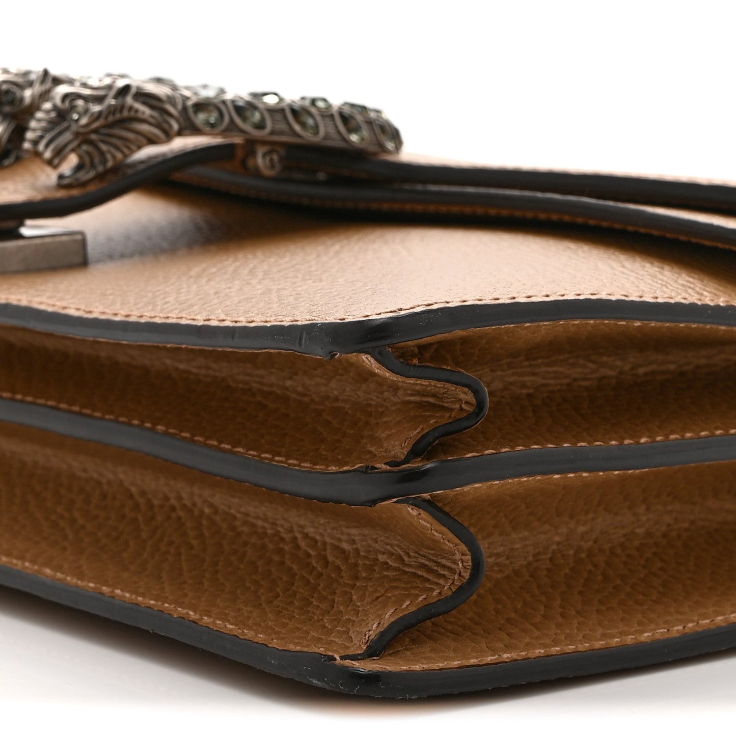 Dollar Calfskin Crystal Small Dionysus Shoulder Bag Natural Tan Black Diamond