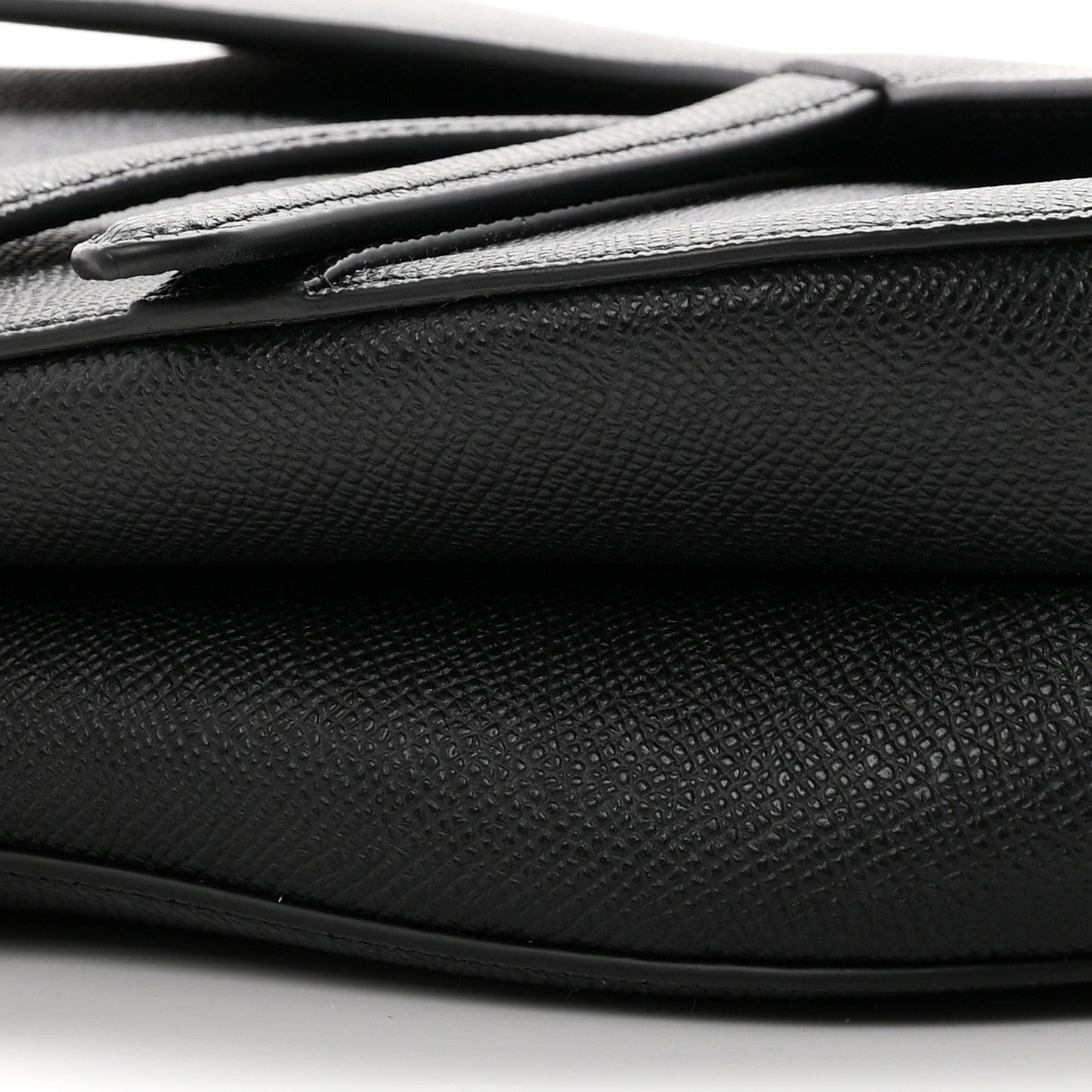Grained Calfskin Saddle Bag With Strap Black