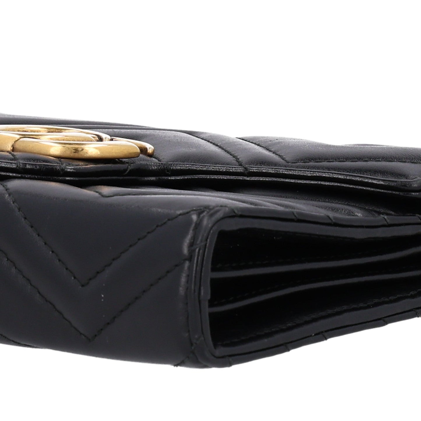 Calfskin Matelasse GG Marmont Chain Wallet Black