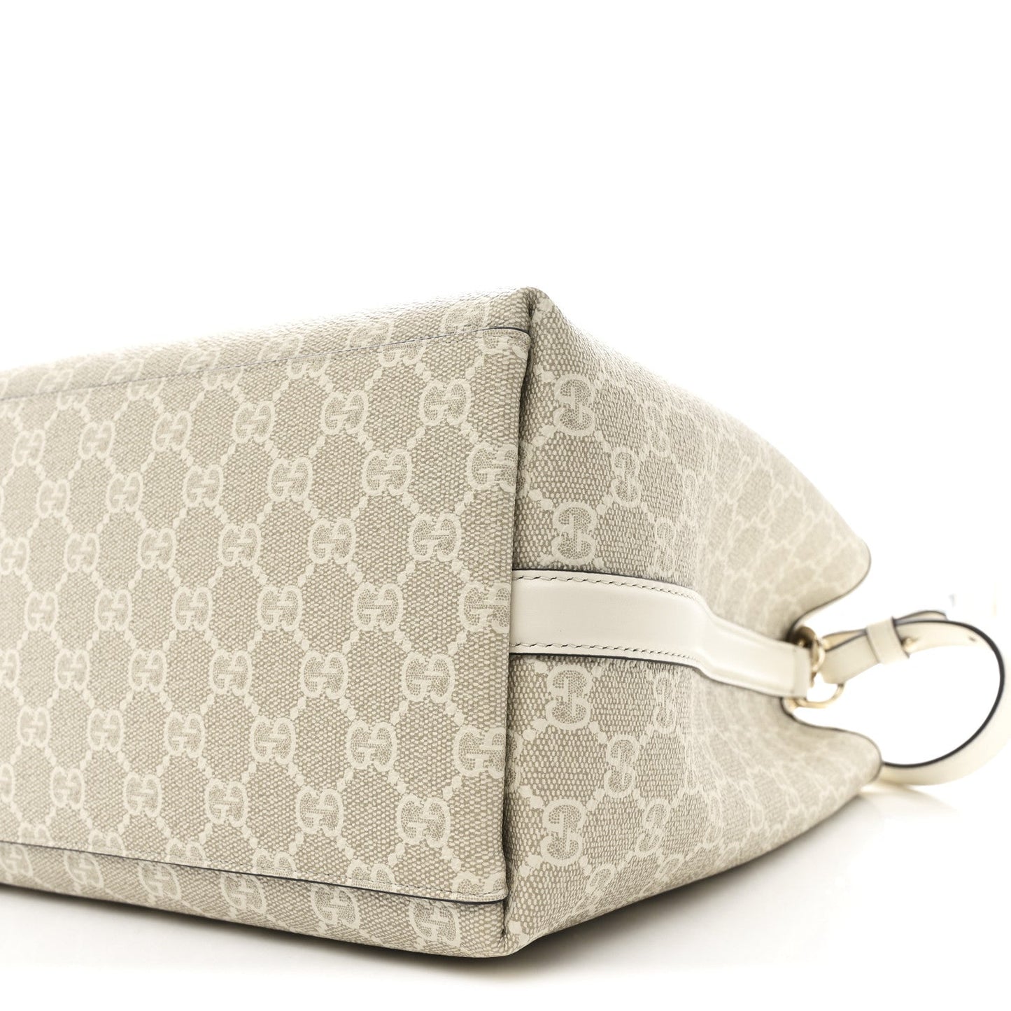 GG Supreme Monogram Medium Emblem Bucket Bag Beige White
