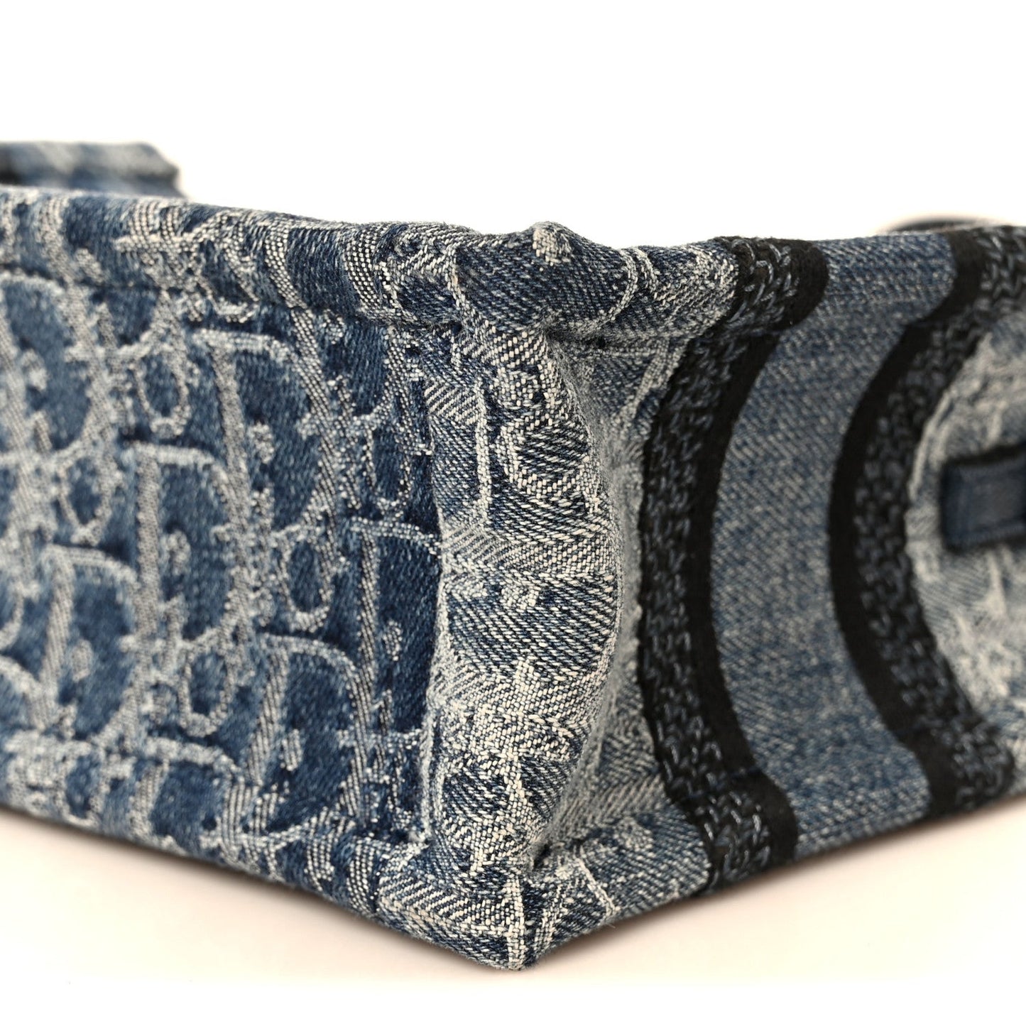 Denim Oblique Mini Book Tote With Strap Blue