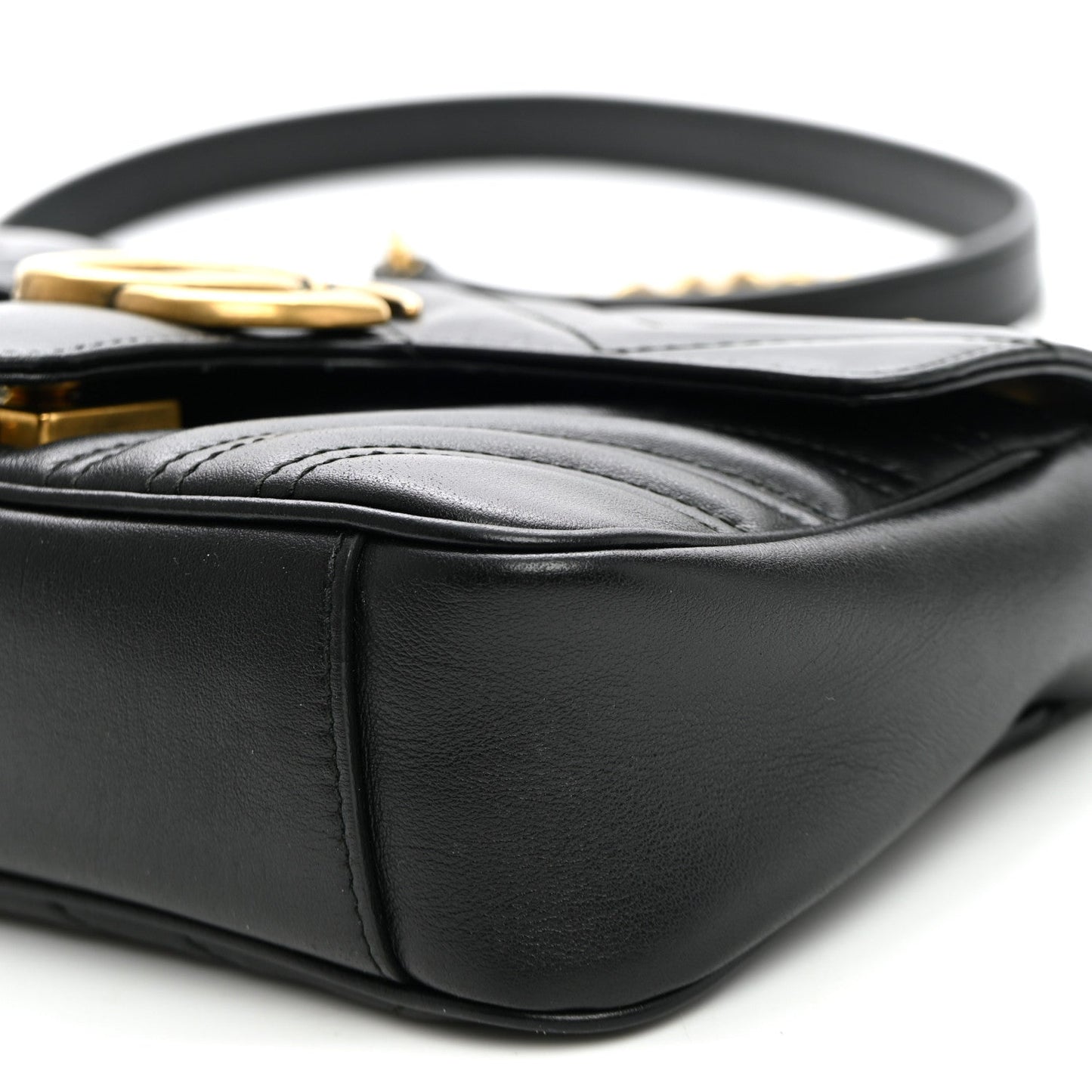 Calfskin Matelasse Mini GG Marmont Shoulder Bag Black