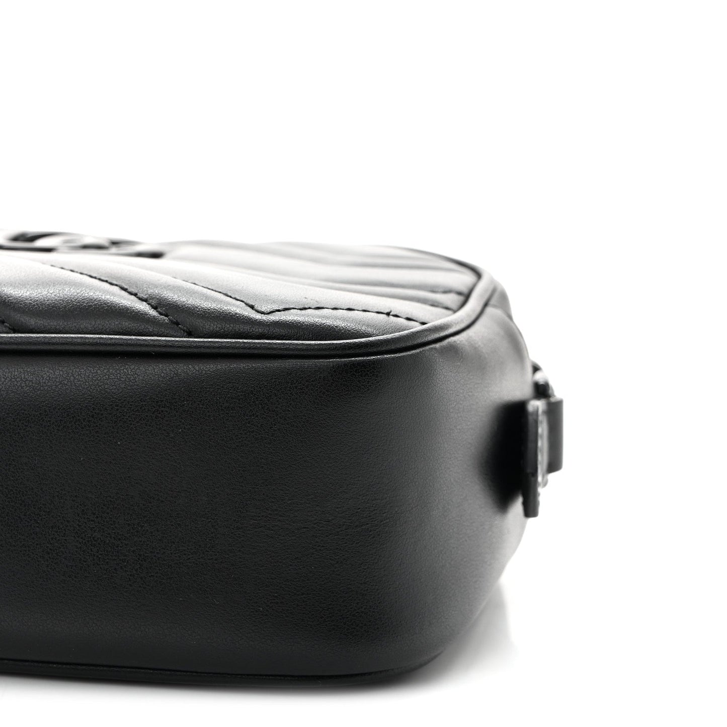 Calfskin Matelasse Monochrome Mini GG Marmont Chain Shoulder Bag Black