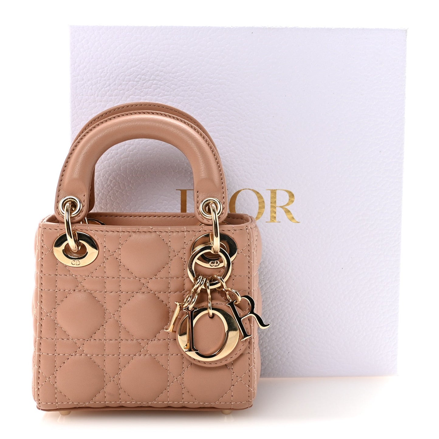 Lambskin Cannage Micro Lady Dior Rose Des Vents