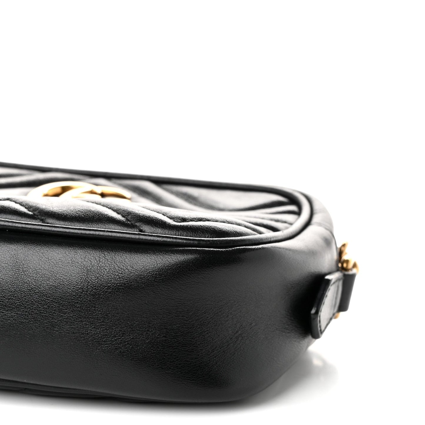 Calfskin Matelasse Mini GG Marmont Chain Shoulder Bag Black