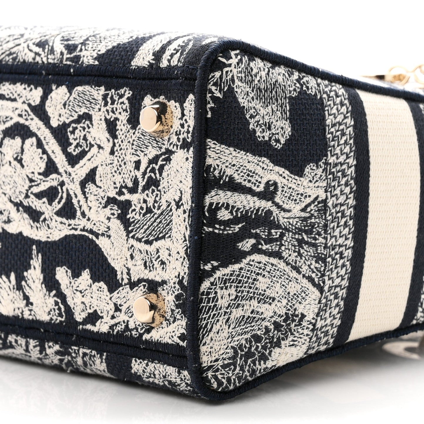Canvas Toile De Jouy Reverse Embroidered Medium Lady D-Lite Navy