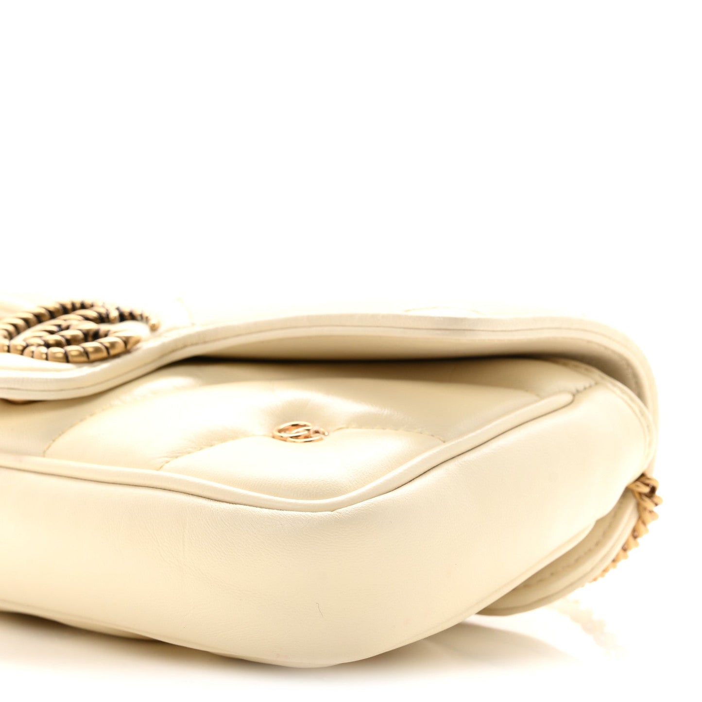 Calfskin Matelasse Double G Studs Mini Torchon GG Marmont Shoulder Bag White