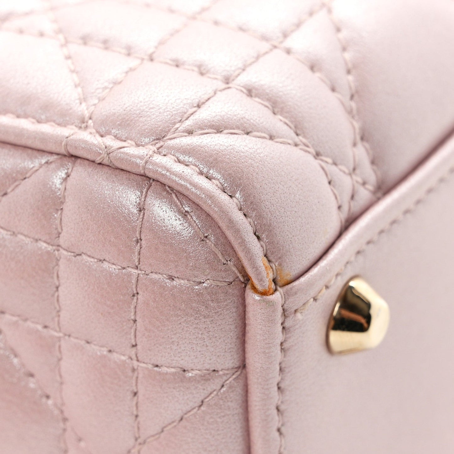 Metallic Lambskin Cannage Mini Lady Dior Lotus