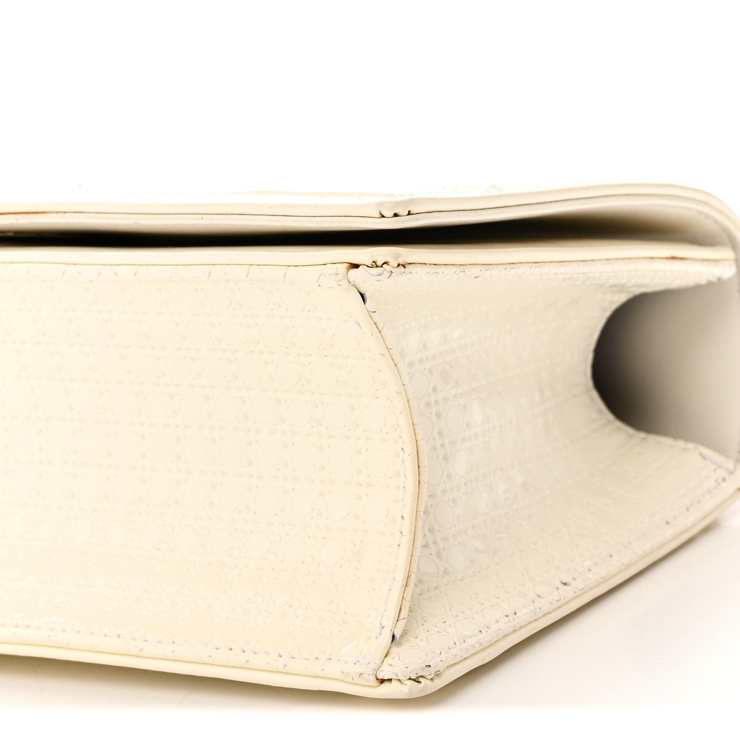 Patent Micro-Cannage Small Diorama Flap Bag White