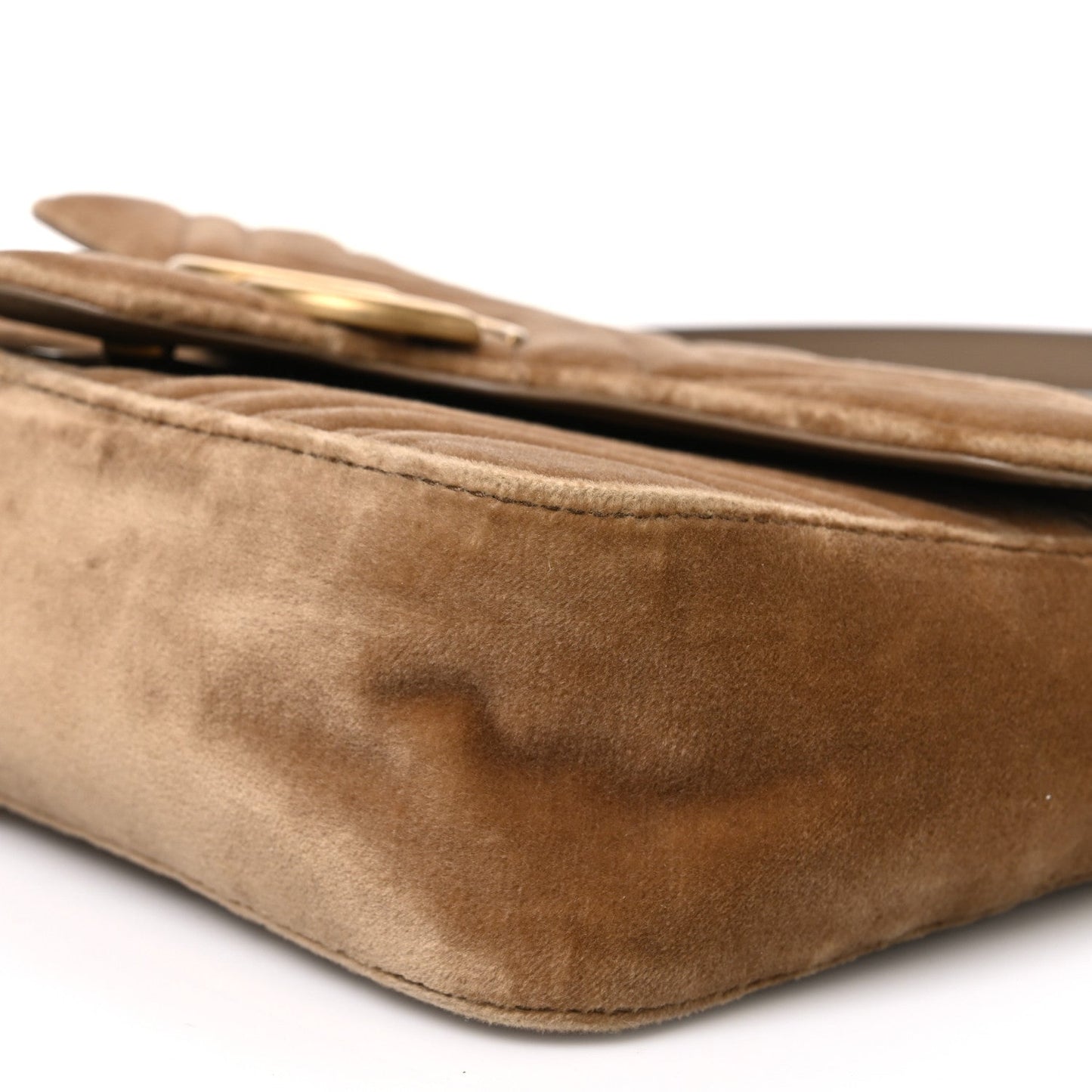 Velvet Matelasse Medium GG Marmont Shoulder Bag Taupe