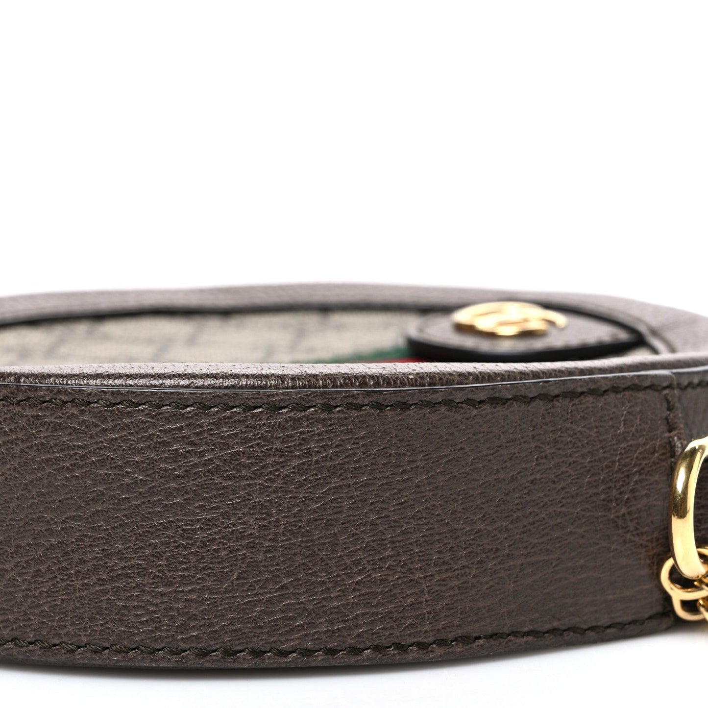 GG Supreme Monogram Web Mini Ophidia Round Shoulder Bag Brown