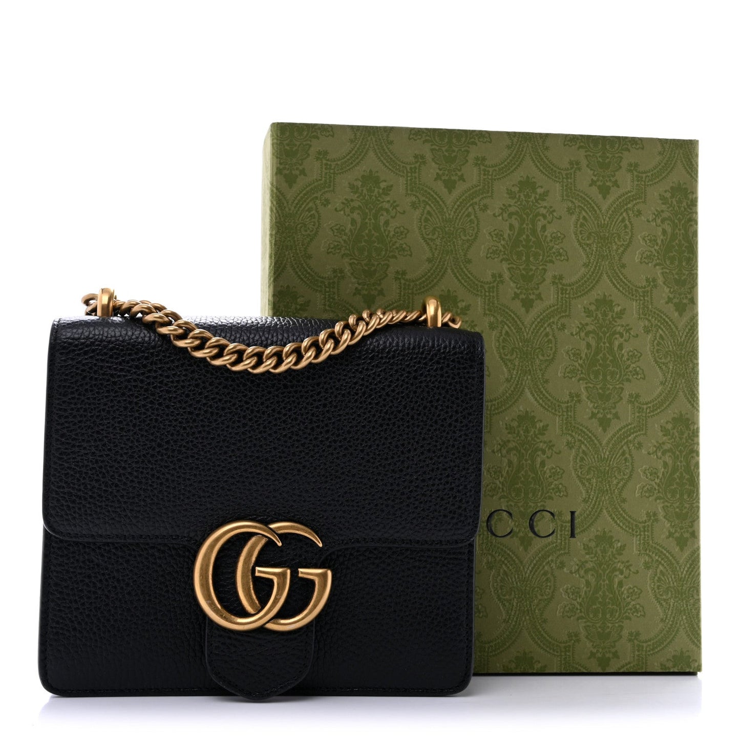Calfskin Small GG Marmont Chain Handle Bag Black