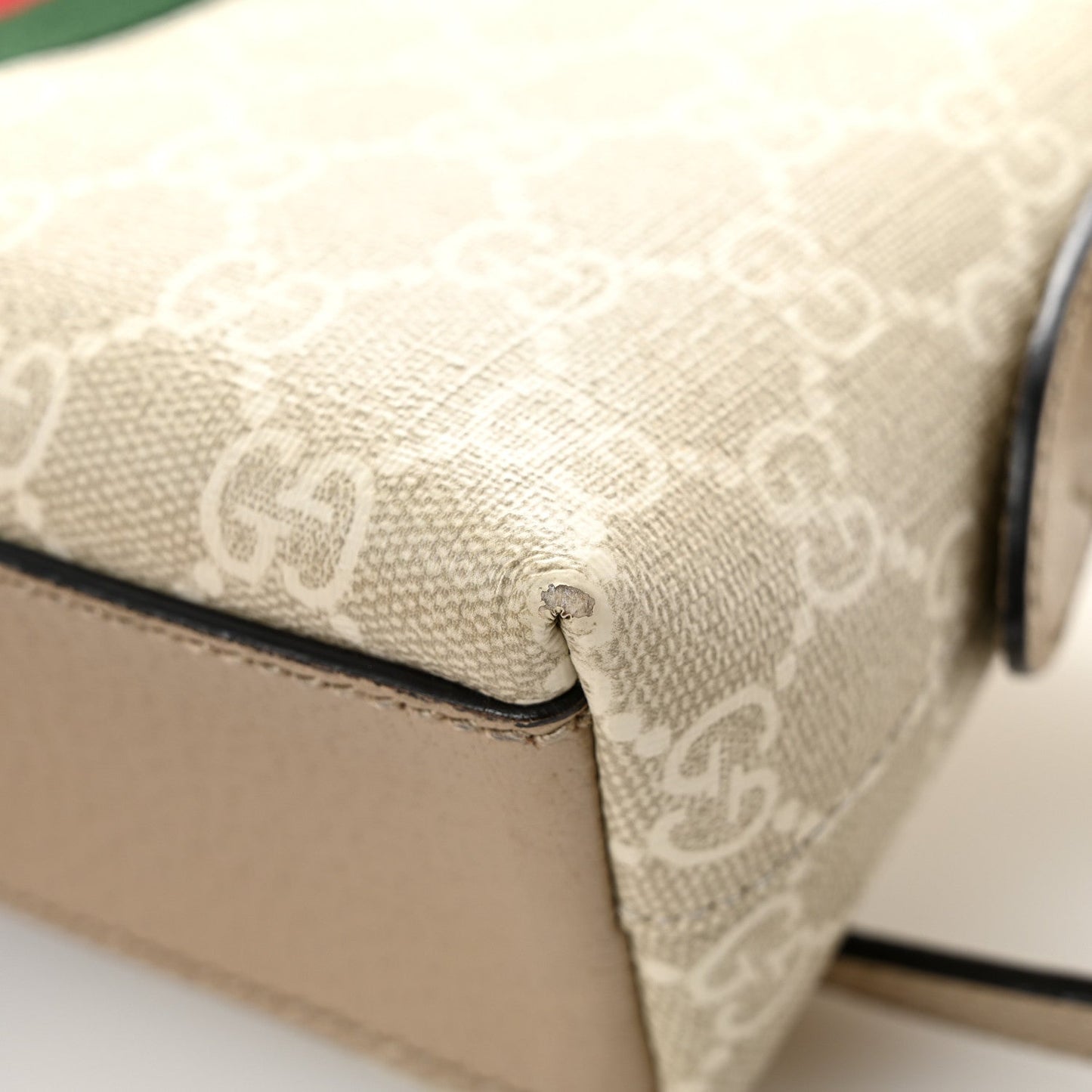 GG Supreme Monogram Textured Dollar Calfskin Web Small Ophidia Dome Shoulder Beige Mystic White Oatmeal