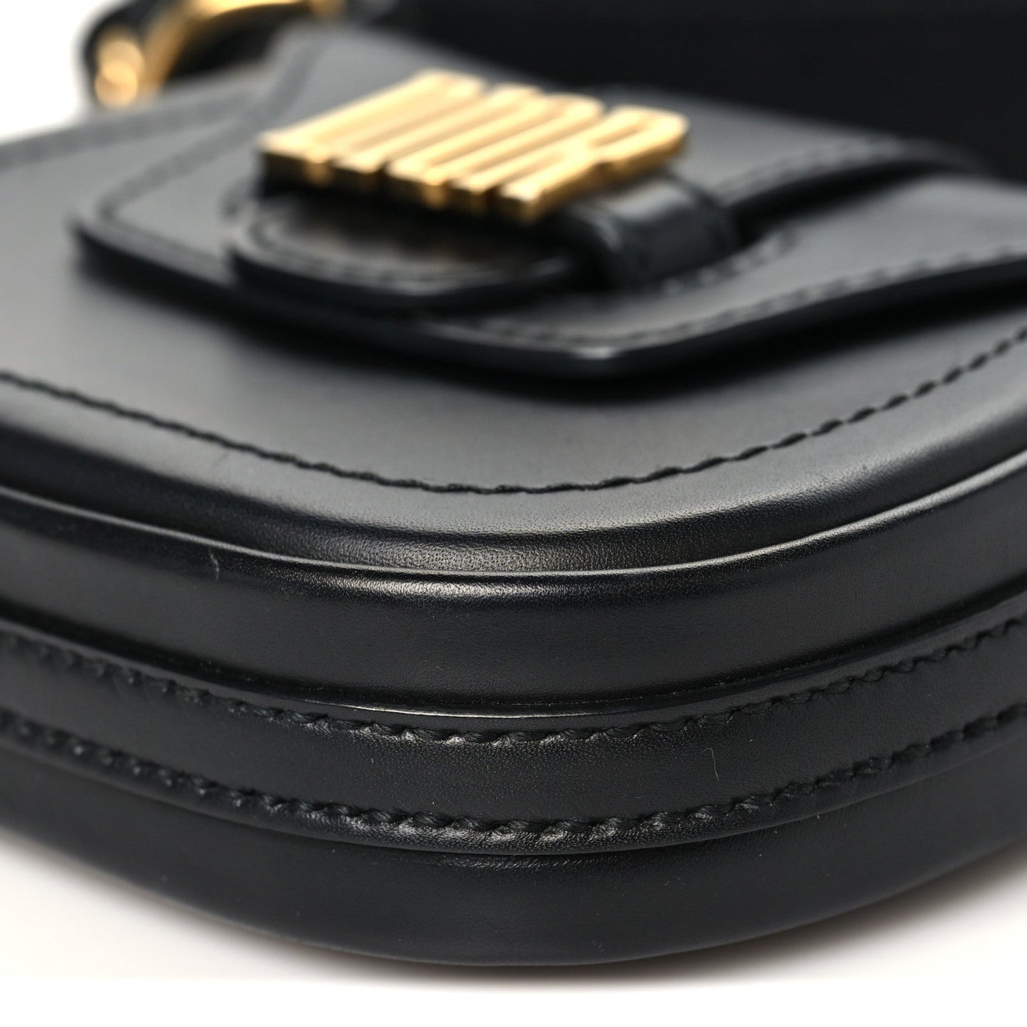 Calfskin Mini D Fence Saddle Bag Black