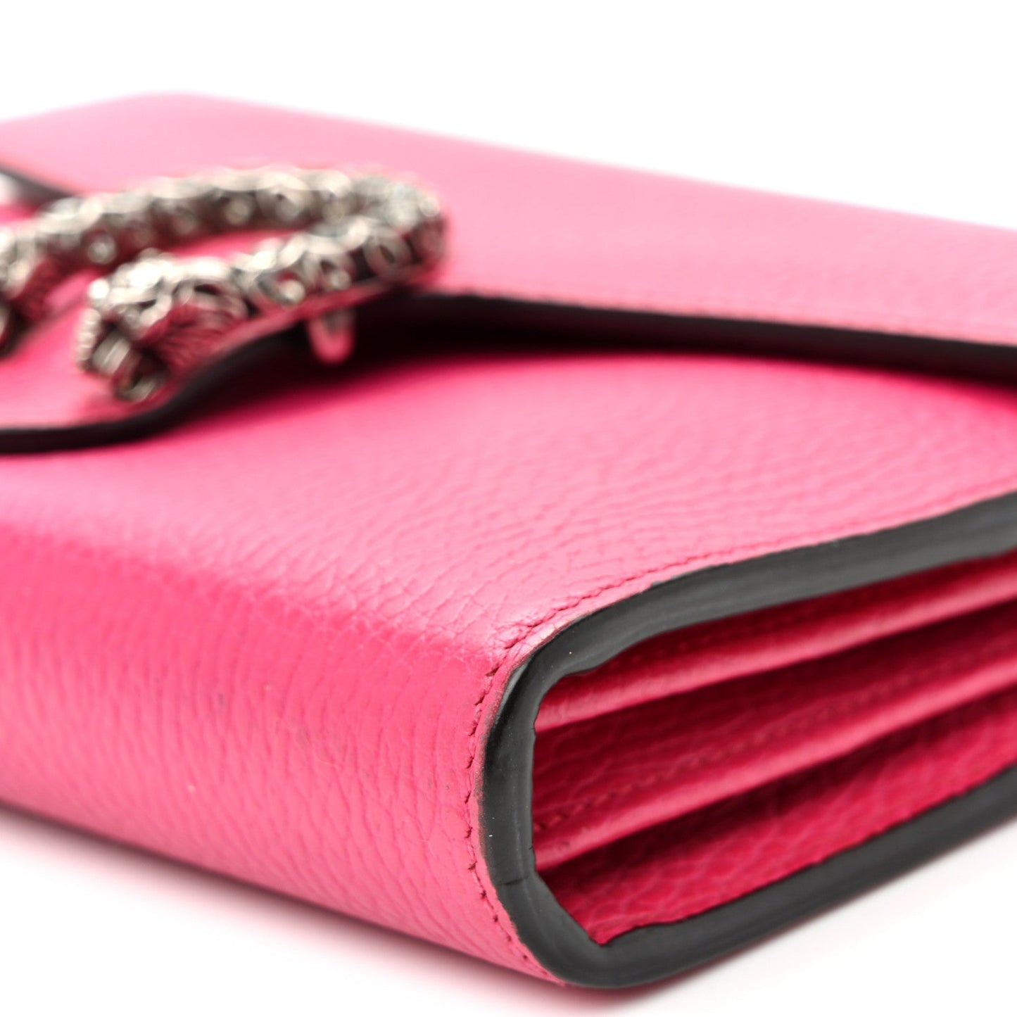 Dollar Calfskin Crystal Mini Dionysus Chain Wallet Box Pink