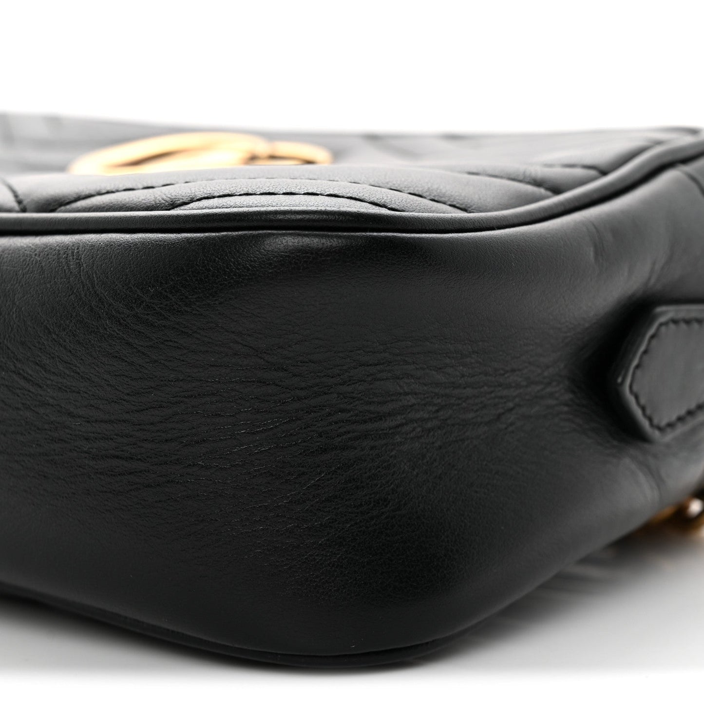 Calfskin Matelasse Small GG Marmont Chain Shoulder Bag Black