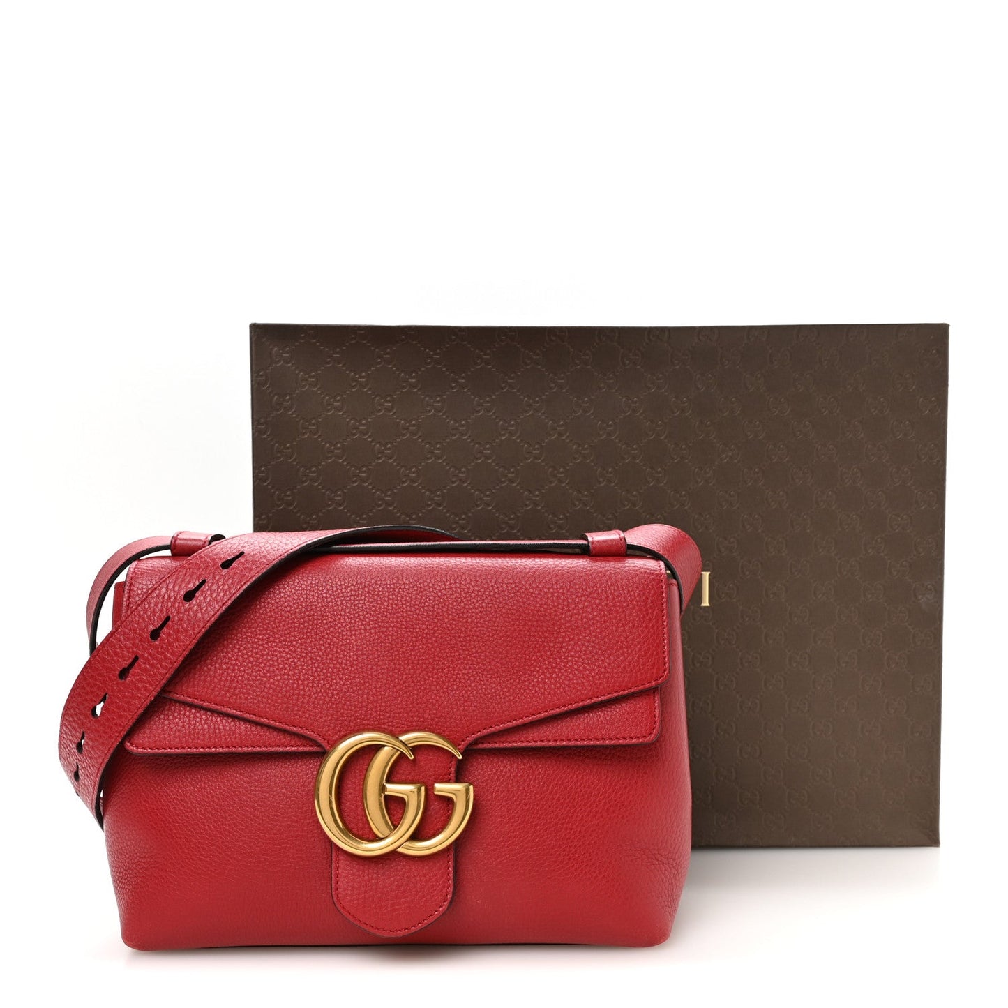 Cellarius Calfskin GG Marmont Shoulder Bag Vulcanic Red