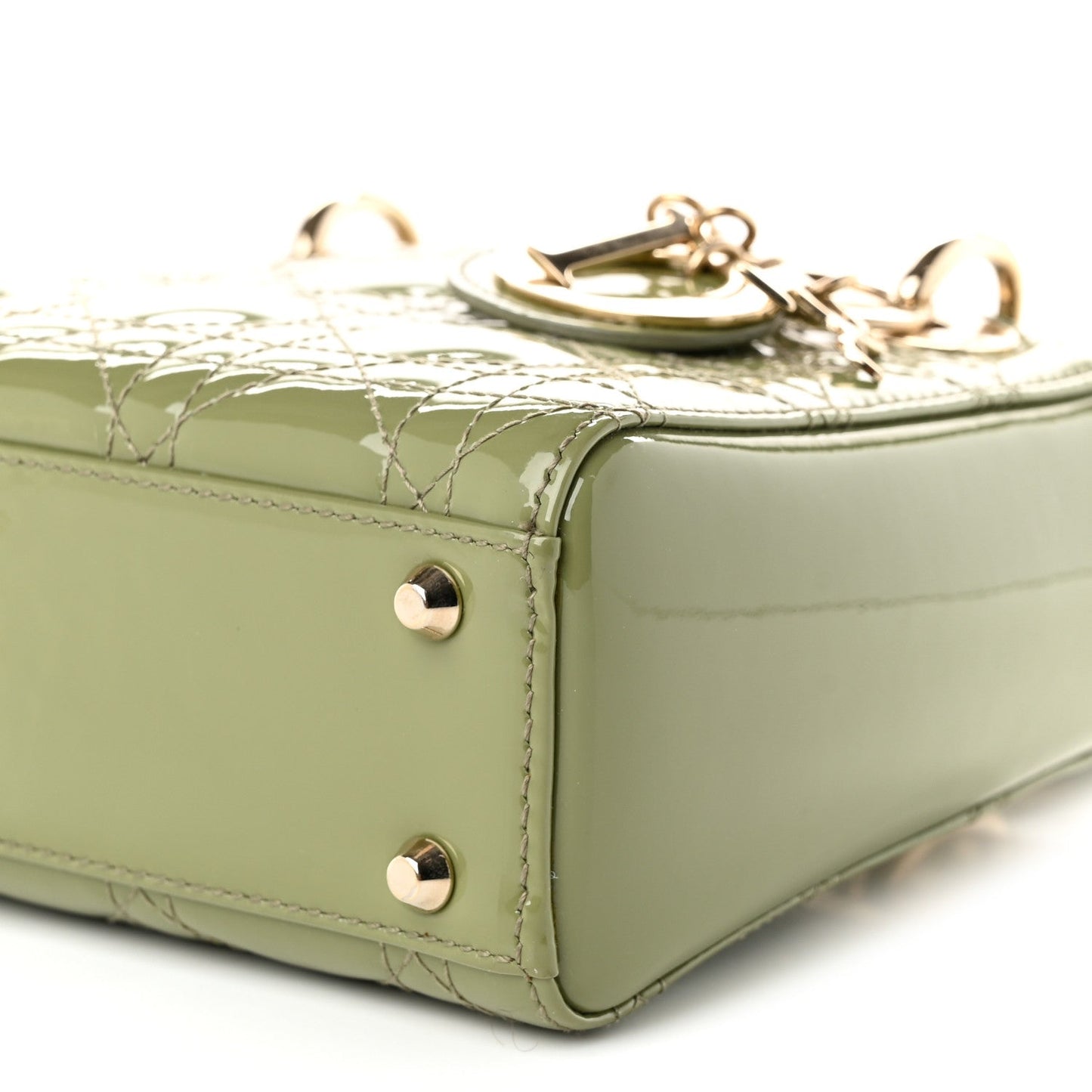 Patent Cannage Mini Lady Dior Dusty Green
